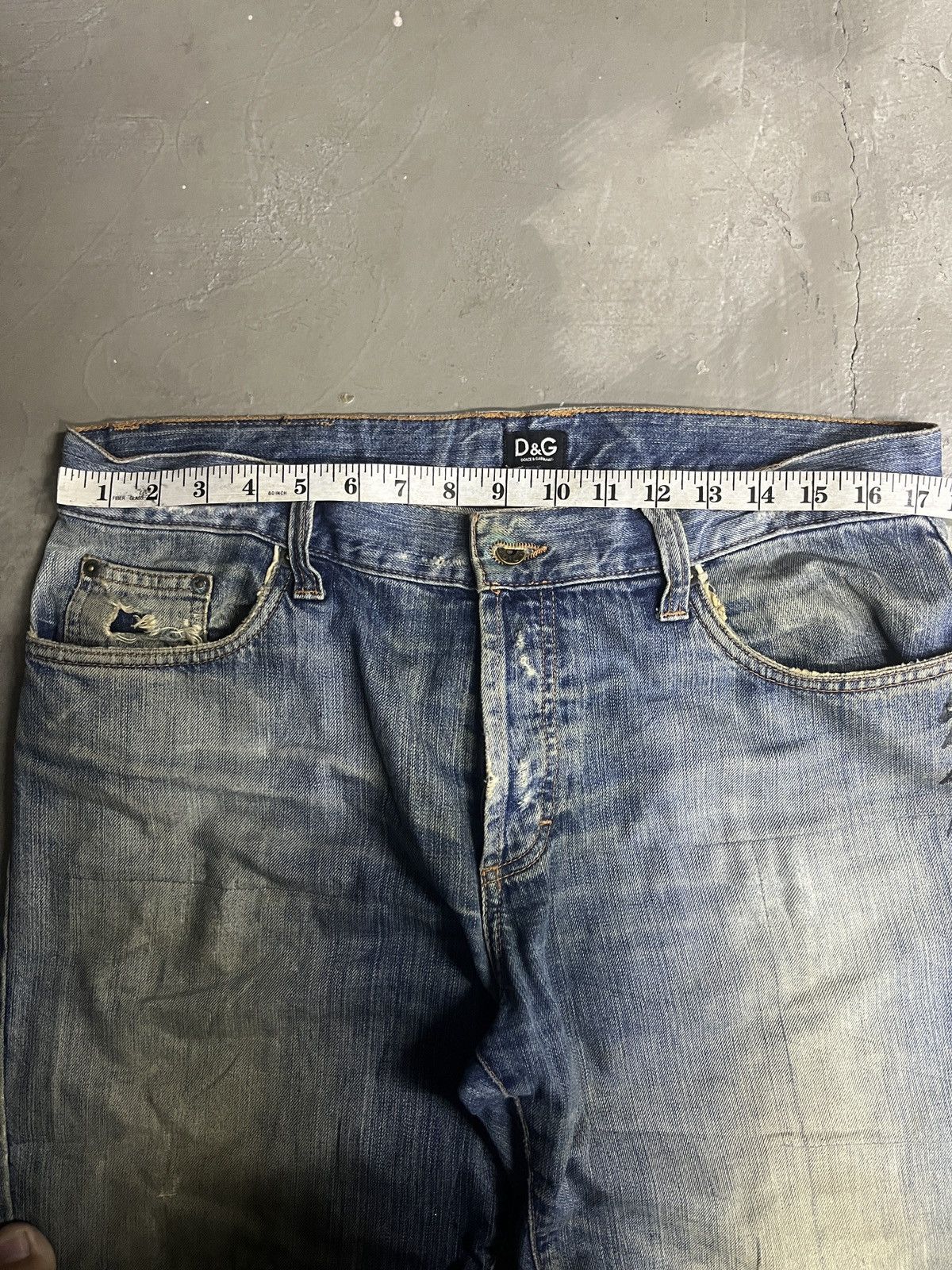 Dolce & Gabbana Vintage D&G Destroyed Mud Wash Patchwork Boro Jeans Size US 36 / EU 52 - 10 Thumbnail