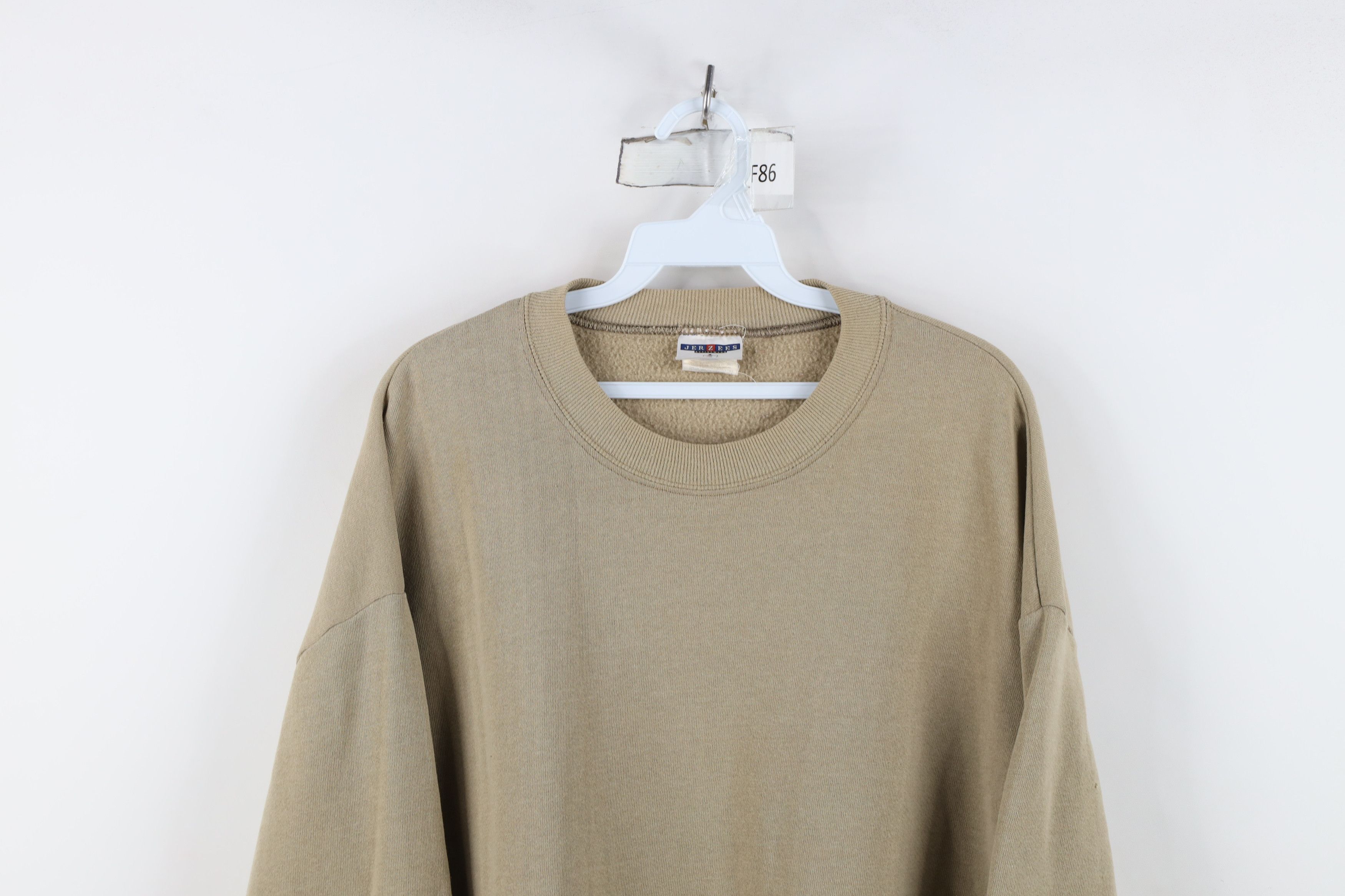Vintage Vintage 90s Streetwear Blank Crewneck Sweatshirt Khaki Beige Size US XL / EU 56 / 4 - 2 Thumbnail