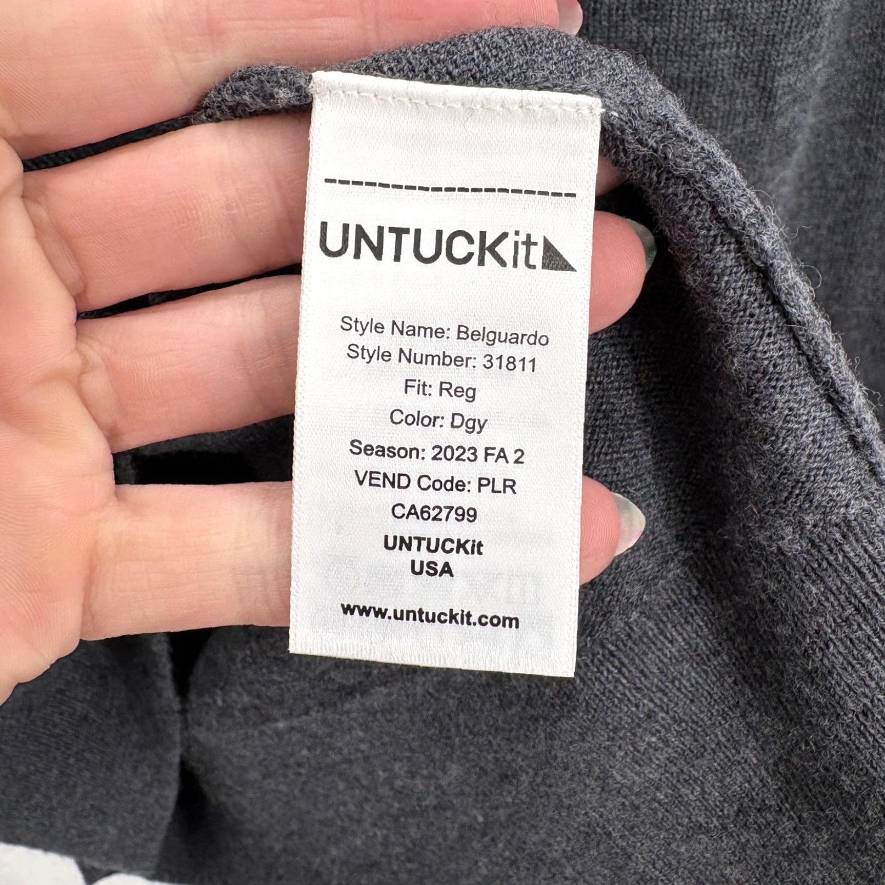 UNTUCKit UNTUCKit Sweater Mens 2XL Dark Gray Belguardo Merino Wool Half Zip Pullover Size US XXL / EU 58 / 5 - 4 Thumbnail