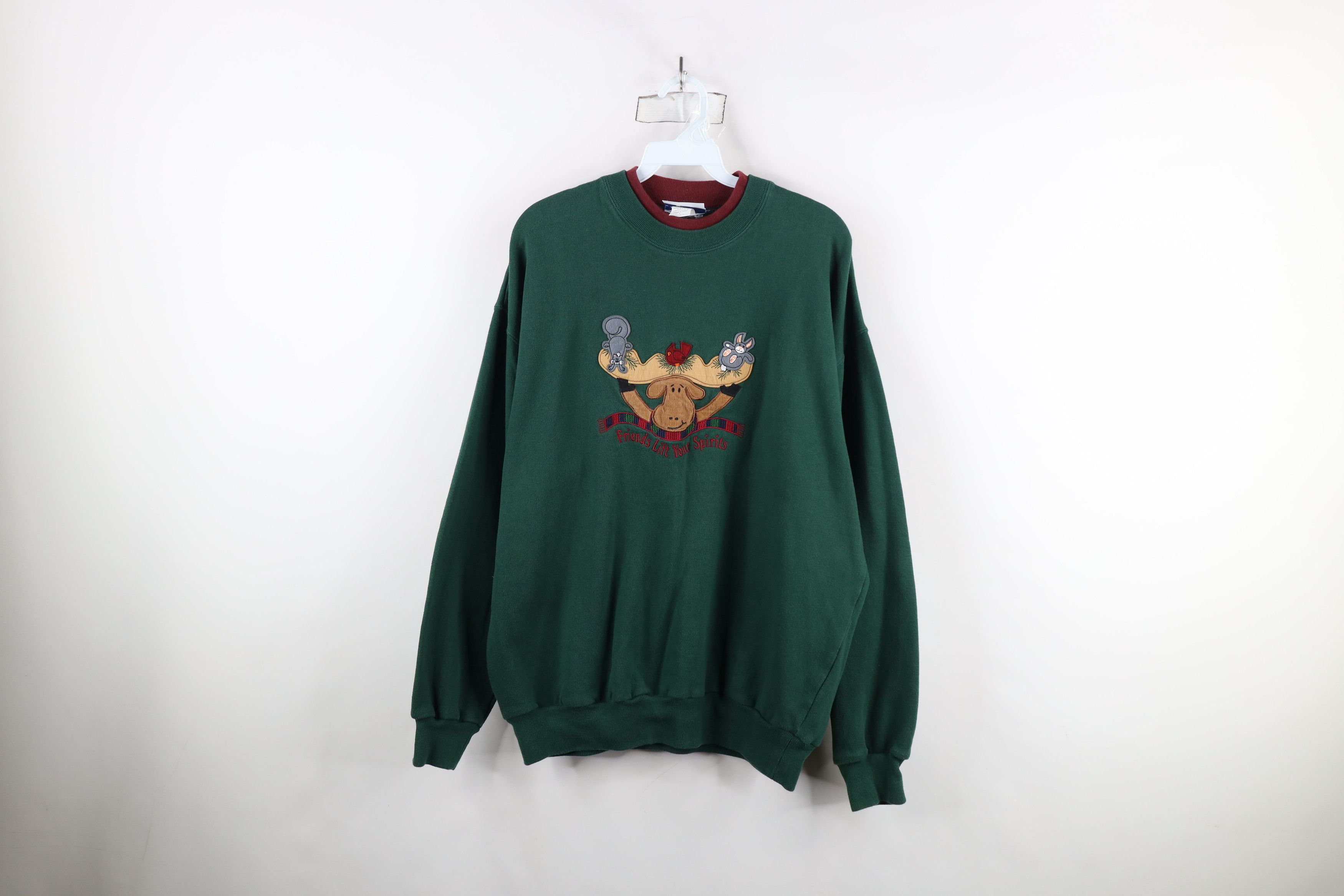 Vintage Vintage 90s Streetwear Nature Moose Bird Rabbit Sweatshirt Size L / US 10 / IT 46 - 1 Thumbnail