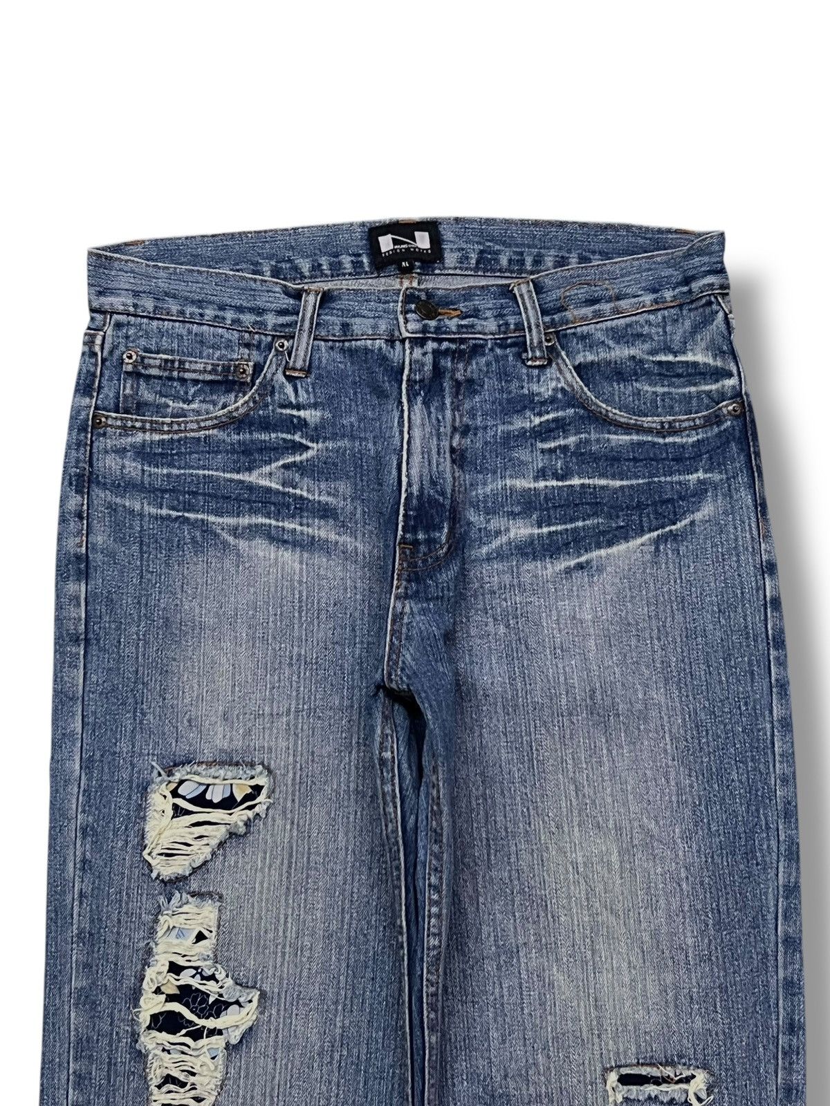 Japanese Brand Vintage Nylaus Jeans Japan - Faded Wash, Patches Distressed Size US 33 - 4 Thumbnail