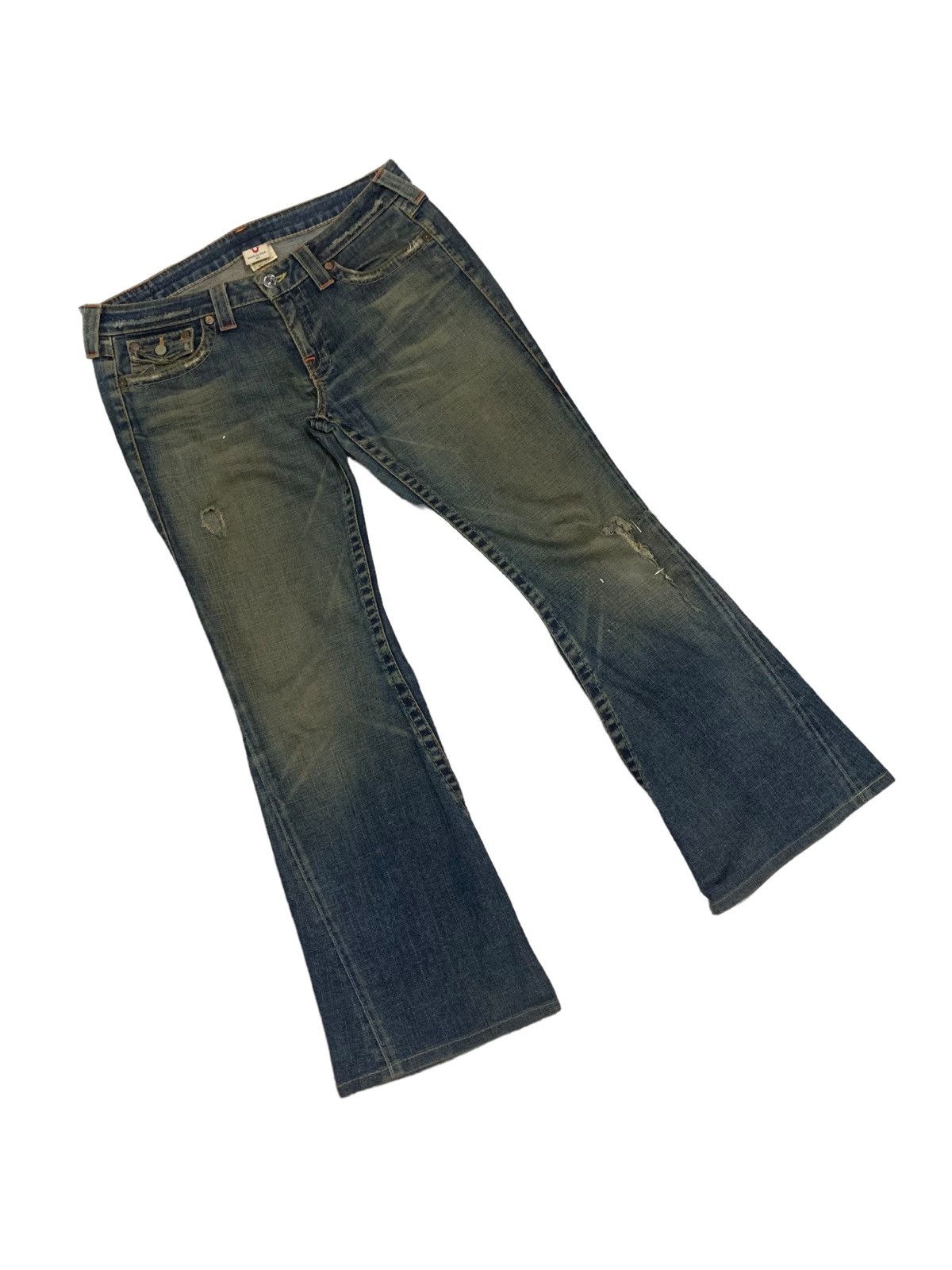 True Religion × Vintage 🔥Flare🔥 Vintage 90s True Religion Distress Bootcut Jeans Size US 34 / EU 50 - 8 Thumbnail
