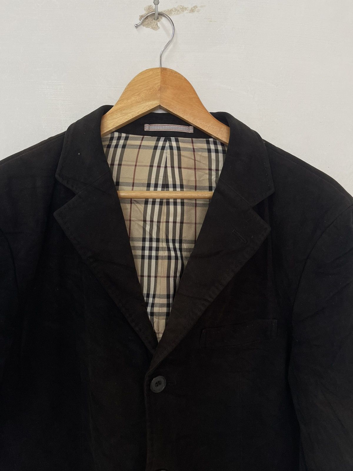 Burberry VINTAGE BURBERRY BLACK BLAZER NOVA CHECK INSIDE Size 42S - 3 Thumbnail