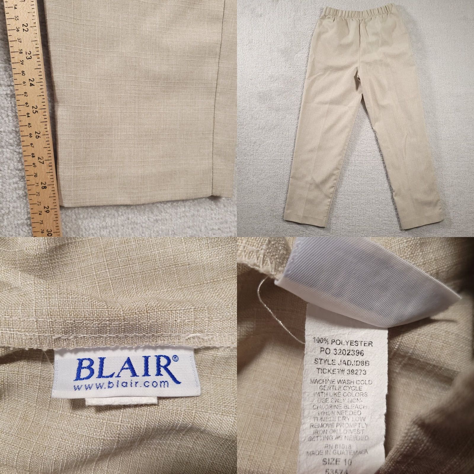 Blair Blair Dress Pants Women 10 Tan Pleated High Rise Tapered Leg Pants Size 40" / US 18 - 8 Thumbnail
