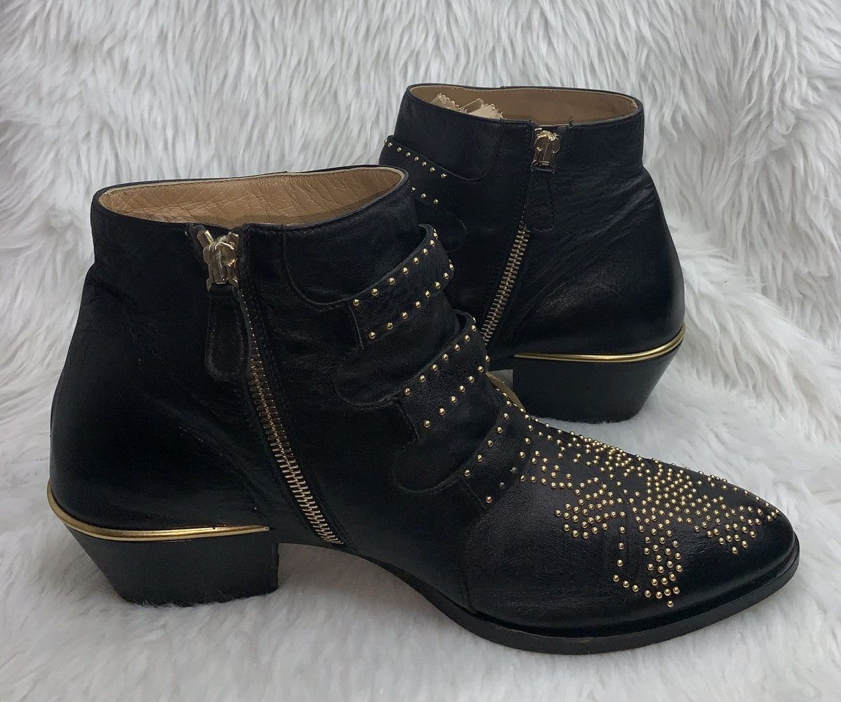 Chloe Chloe Susanna Gold Stud Western Ankle Boots Size US 7.5 / IT 37.5 - 6 Thumbnail