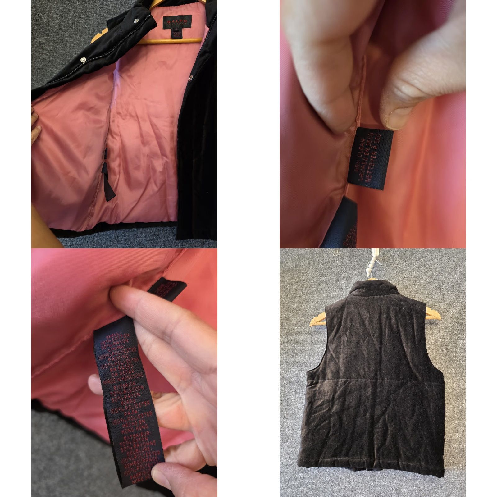 Ralph Lauren VINTAGE Ralph Lauren Vest Womens Small Black Velvet Quilted Zip Puffer Hong Kong Size S / US 4 / IT 40 - 8 Thumbnail