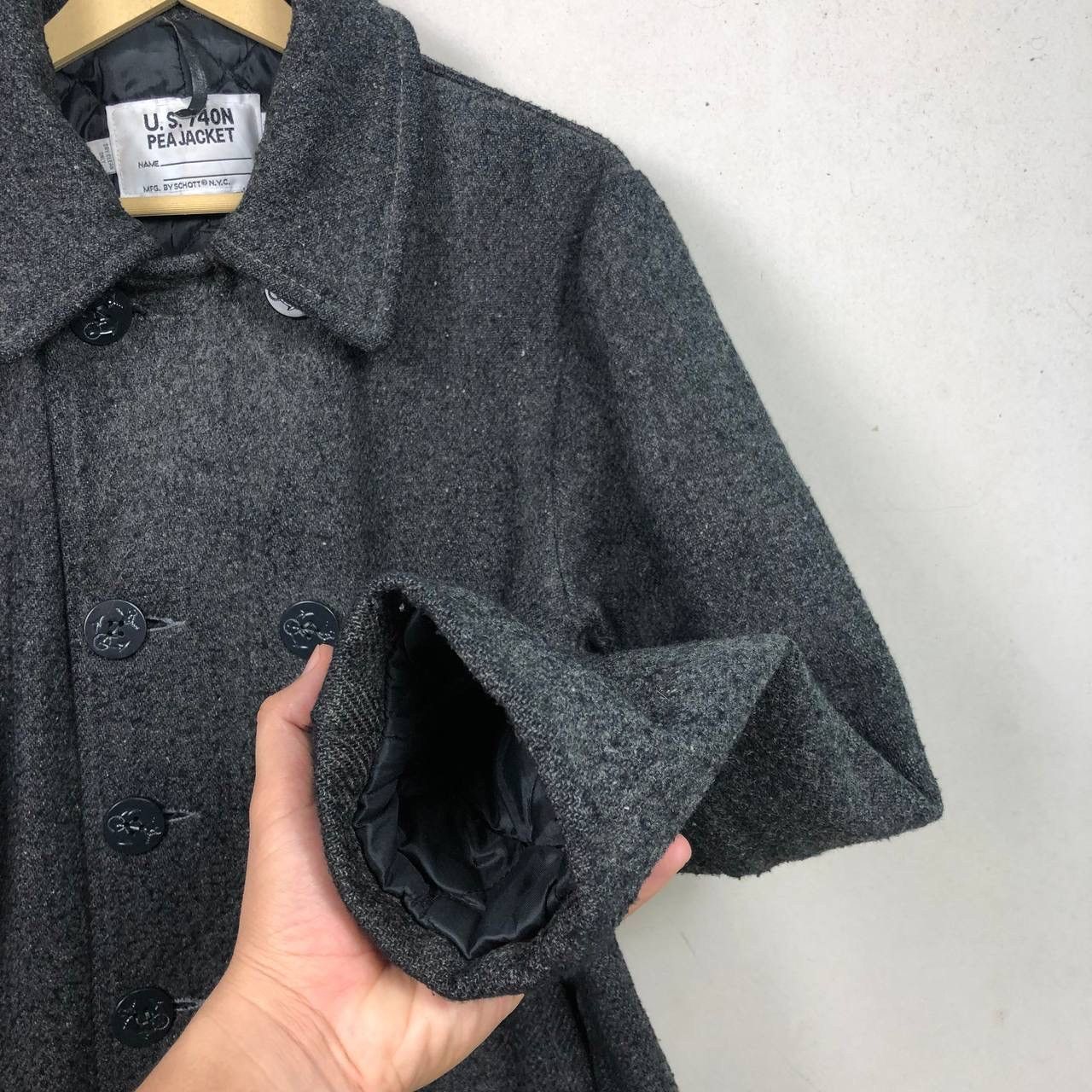 Schott Vintage 80s Schott US 740N Wool Coat Pea Jacket Car Coat Size US M / EU 48-50 / 2 - 7 Thumbnail