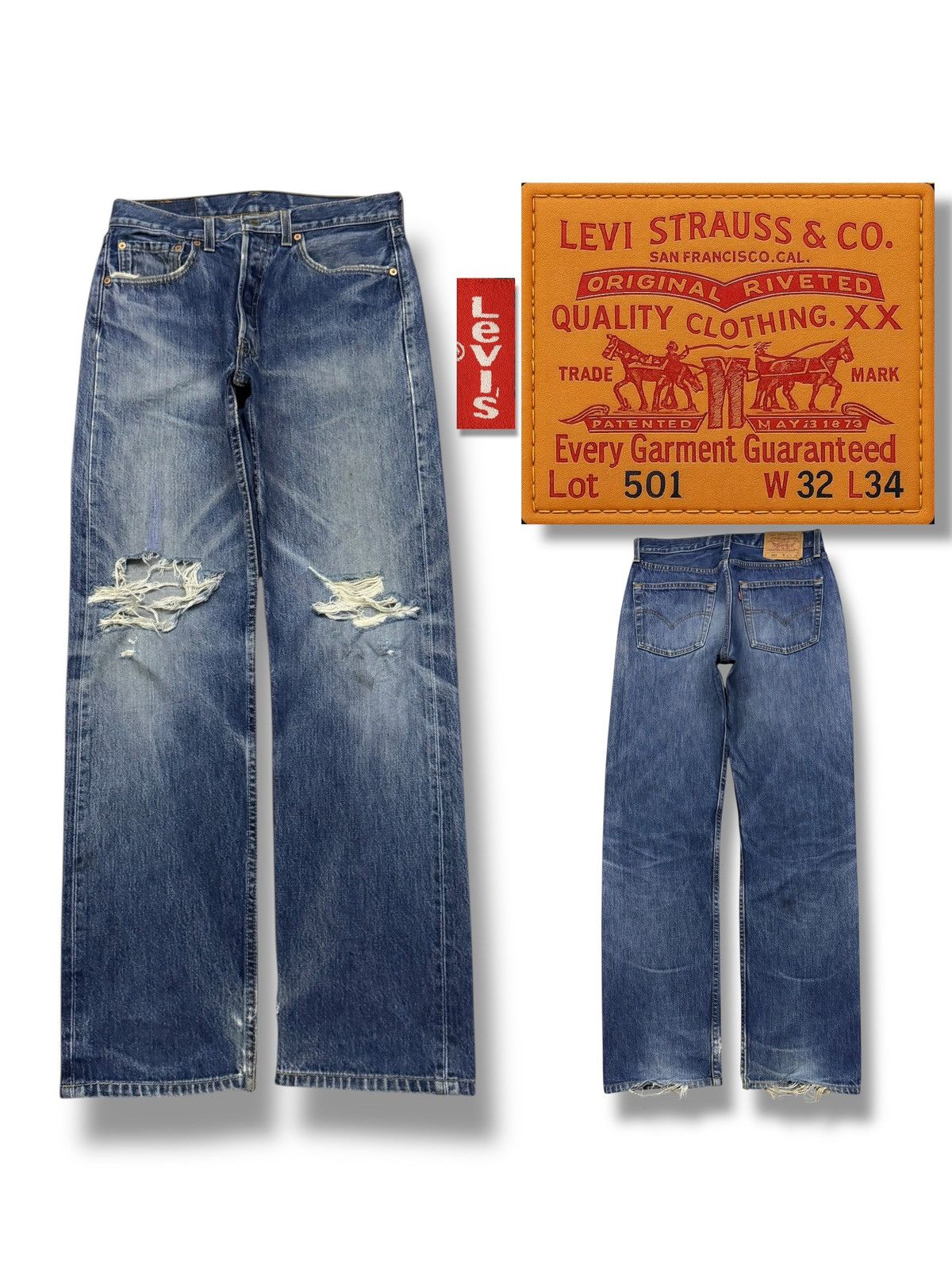Levi's Vintage 90s Levi’s 501 Made in USA Distressed Denim Jeans 31 Size US 31 - 1 Thumbnail