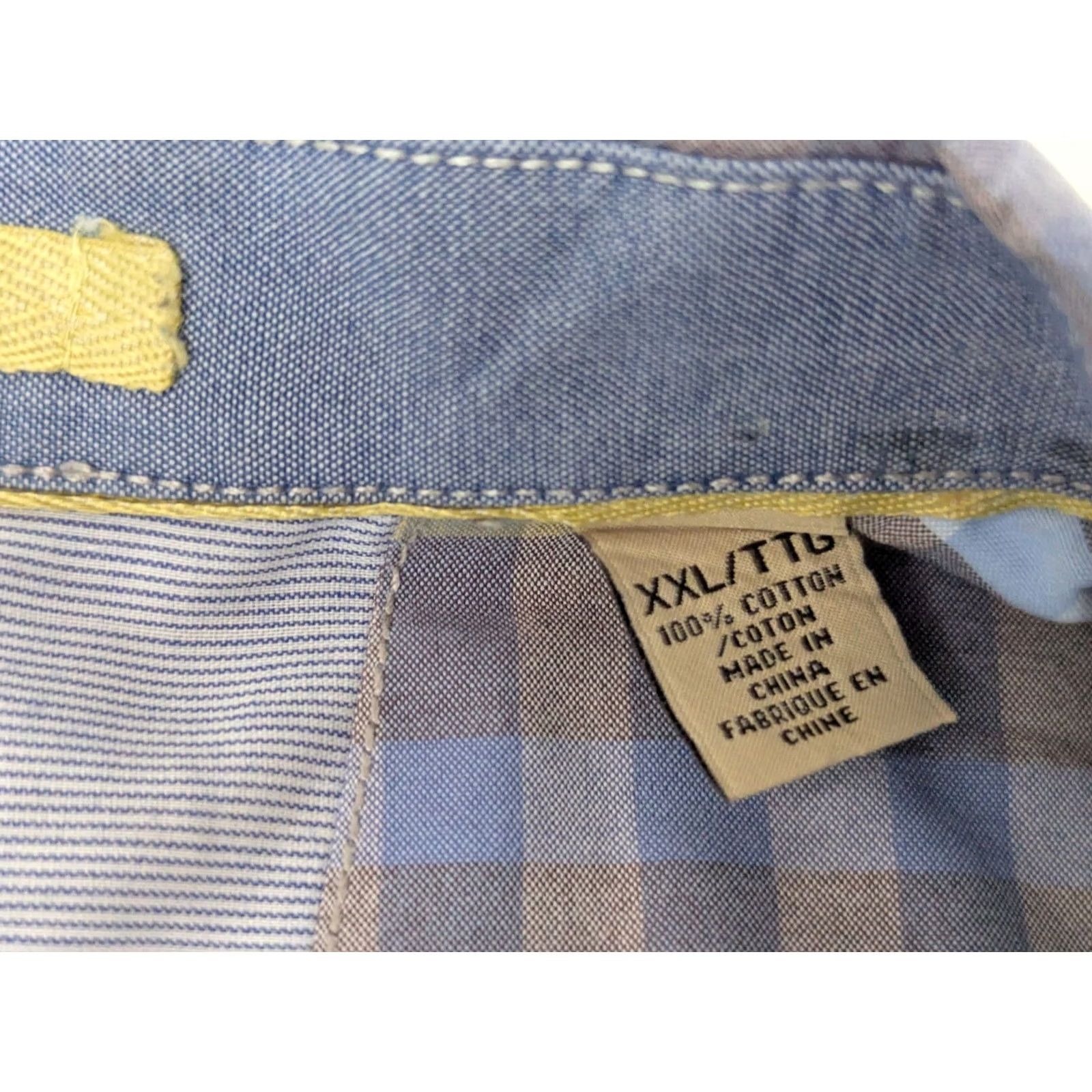 Tommy Bahama Tommy Bahama Button-Up Shirt Plaid Long Sleeve 2XL Men Blue Yellow Cotton Nylon Spandex Island Zone Size US XXL / EU 58 / 5 - 3 Thumbnail