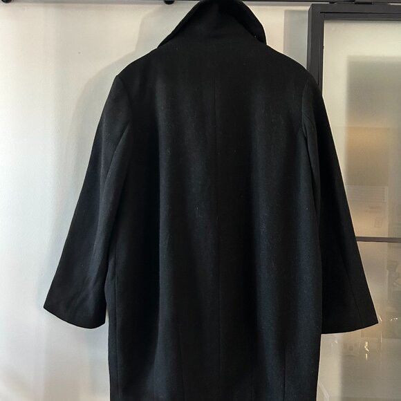H&M H&M Black Wool Coat with Large Collar - Size M/L Size L / US 10 / IT 46 - 2 Thumbnail