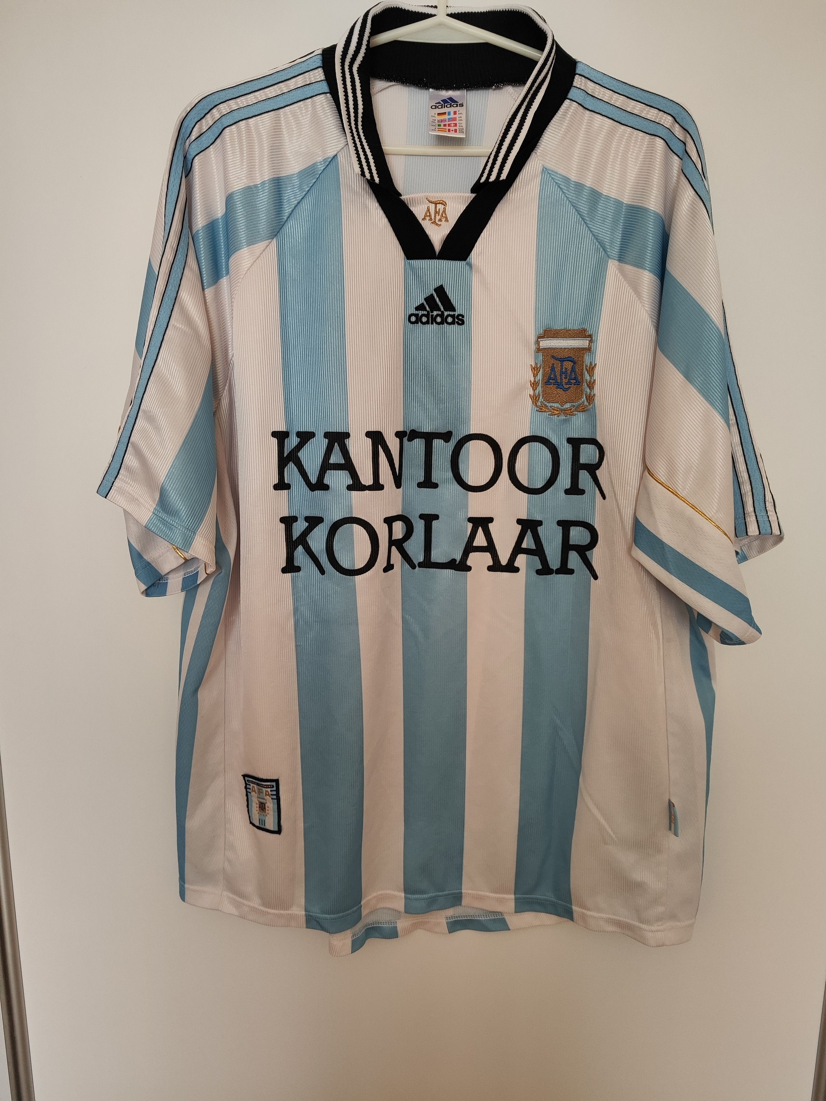 Adidas Vintage Adidas Argentina 1998 Home Jersey w/ Rare Size US XXL / EU 58 / 5 - 3 Thumbnail