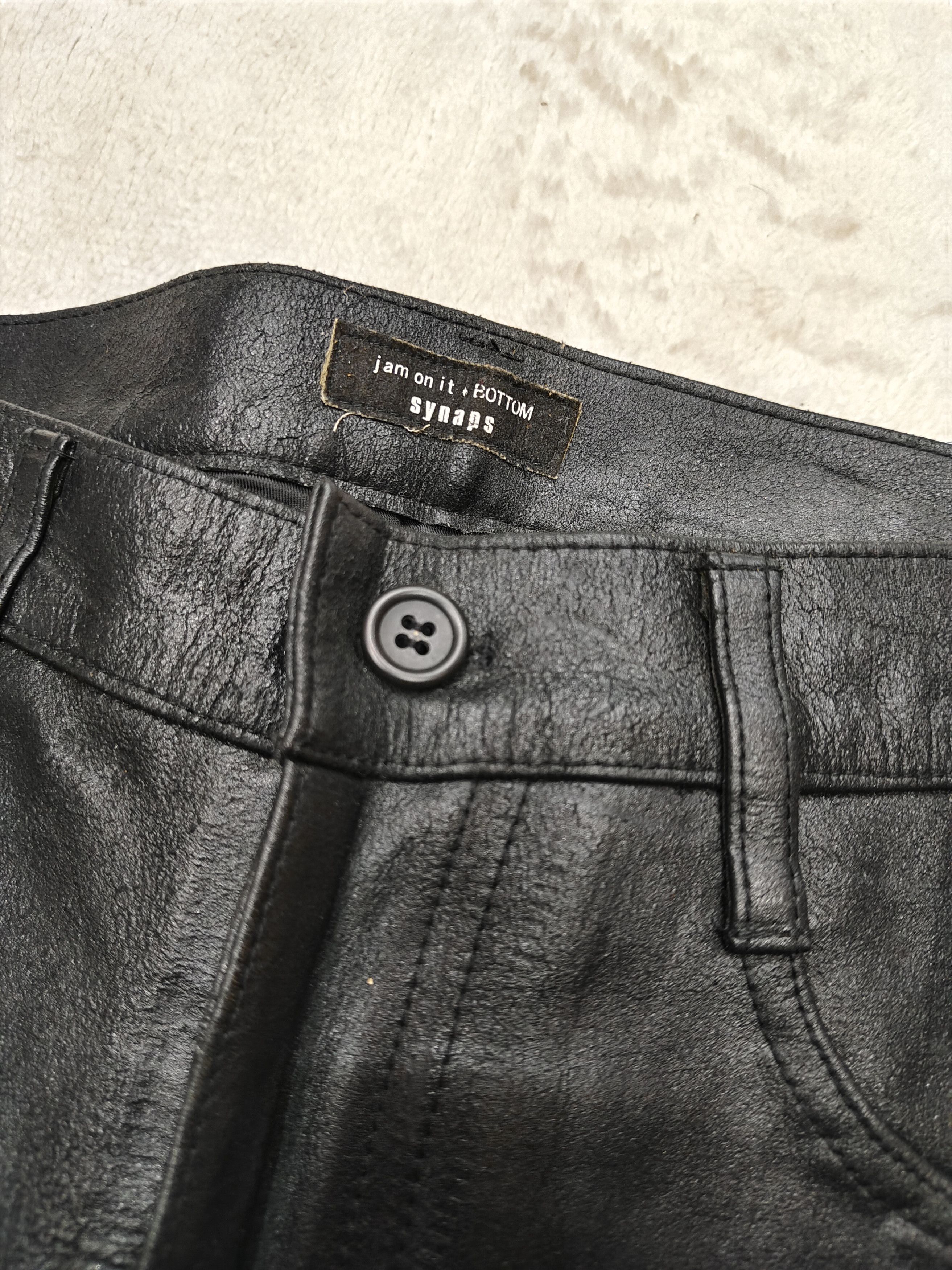 Japanese Brand SICK🇯🇵Vtg Synaps🇯🇵 Cowhide Leather Pants Size US 30 / EU 46 - 5 Thumbnail