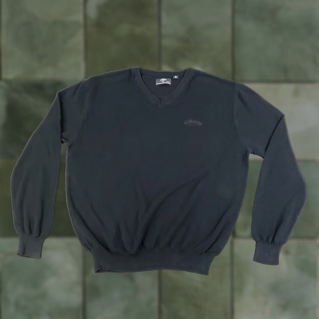 Callaway VINTAGE Callaway Golf Sweater Mens 2XL Black V-Neck Pullover Knit Cotton Sports Logo Breathable All Seasons Golf Mens Size US XXL / EU 58 / 5 - 1 Thumbnail
