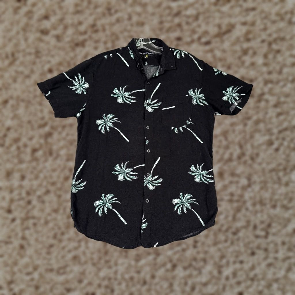 CO Molokai Surf Co Shirt Adult Medium Black Blue Floral Leaf 100% Rayon Hawaiian Size US M / EU 48-50 / 2 - 1 Thumbnail
