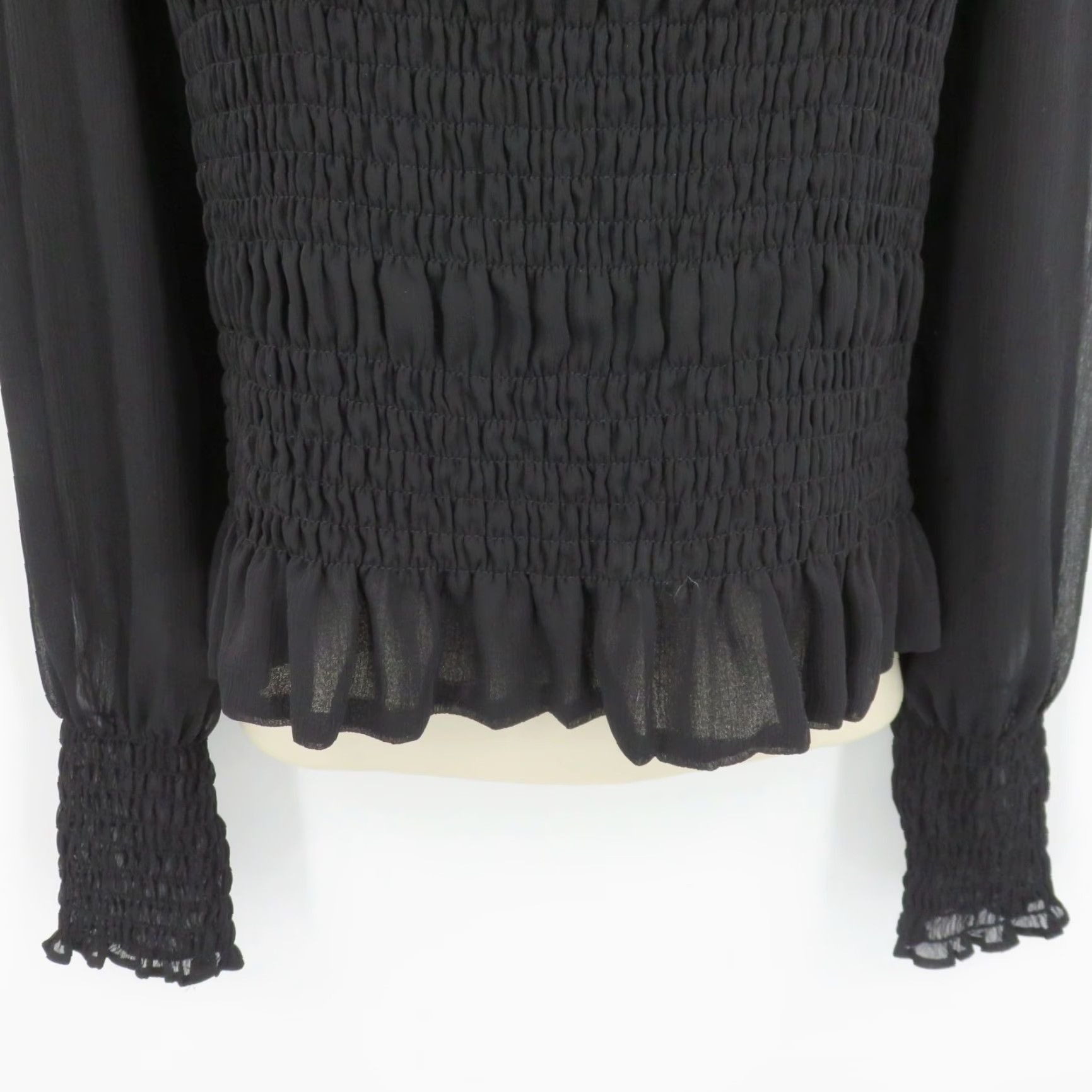 Express Express Shirt Women Medium Black Off Shoulder Long Sleeve Puckered Cinched Top Size M / US 6-8 / IT 42-44 - 5 Thumbnail