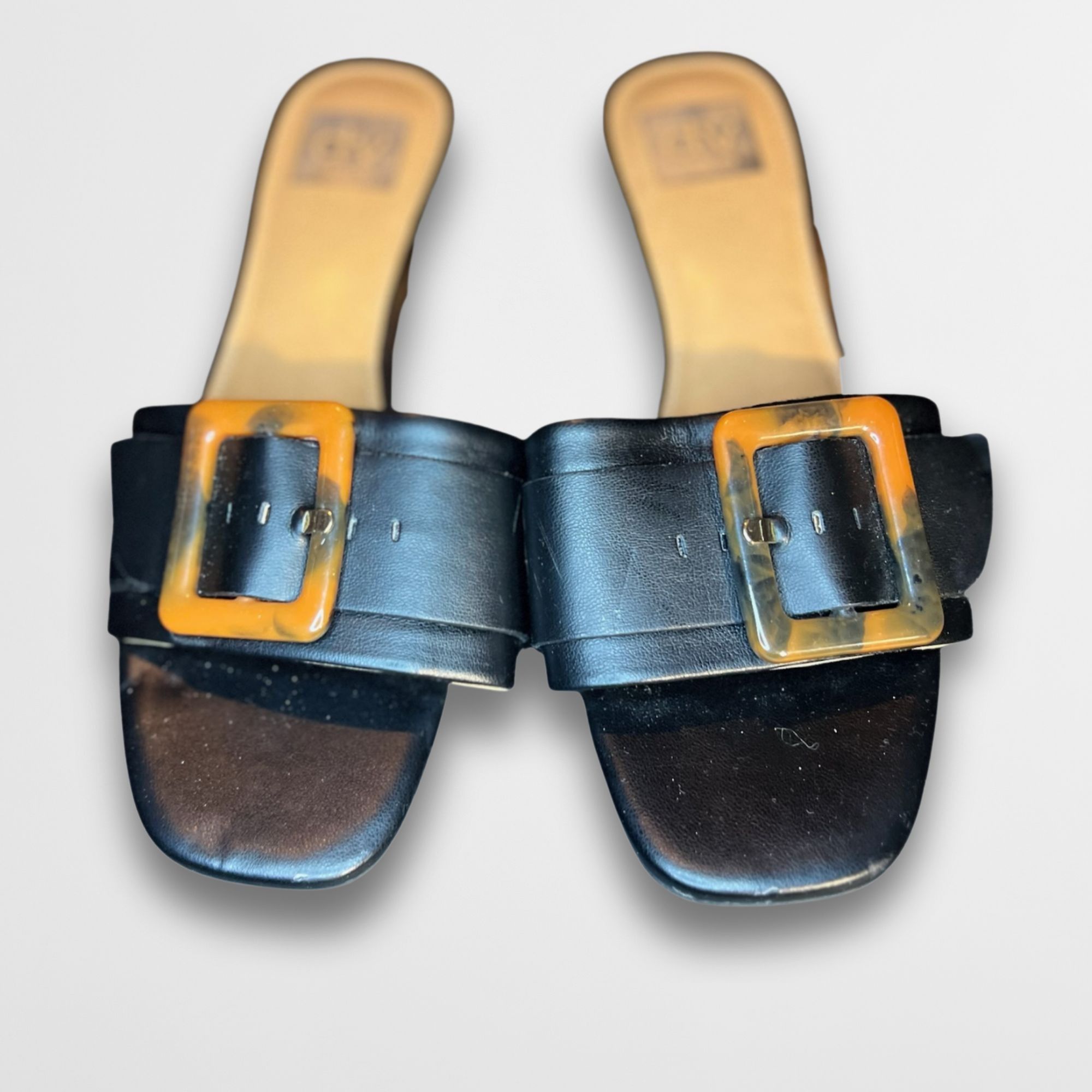 Other DV By Dolce Vita Black & Brown Buckle Slip-On Mules Size 7 Size US 7 / IT 37 - 3 Thumbnail