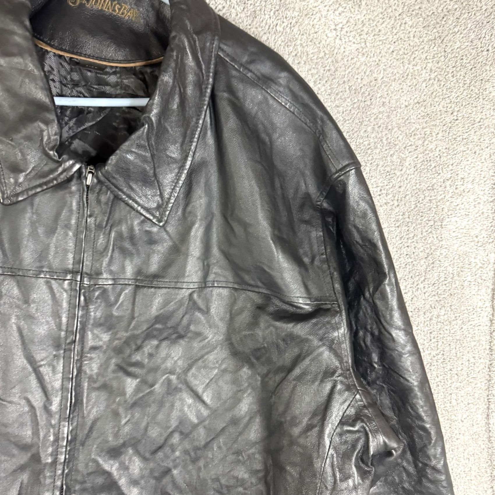 Vintage VINTAGE St. Johns Bay Jacket Mens 3XLT Black Leather Full Zip Mid Length Lined Overcoat Size US XXL / EU 58 / 5 - 4 Thumbnail