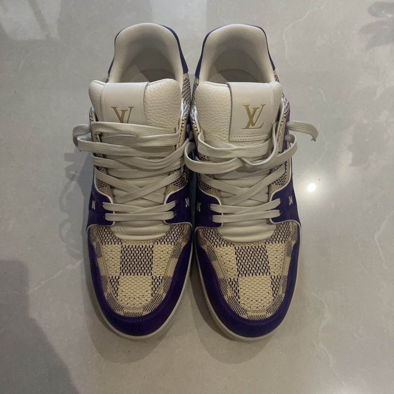 Louis Vuitton Louis Vuitton Trainer Purple Leather Low-Top Sneakers -2508 Size US 10.5 / EU 43-44 - 2 Thumbnail