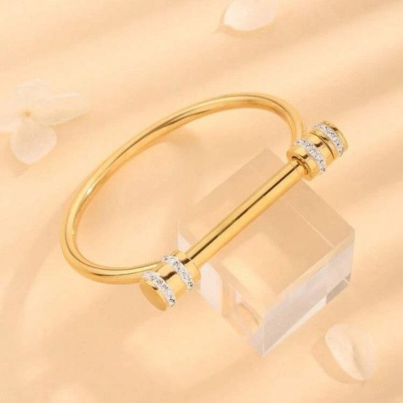 Other Women Stainless Steel Rhinestone Bangle Bracelet Size ONE SIZE - 3 Thumbnail