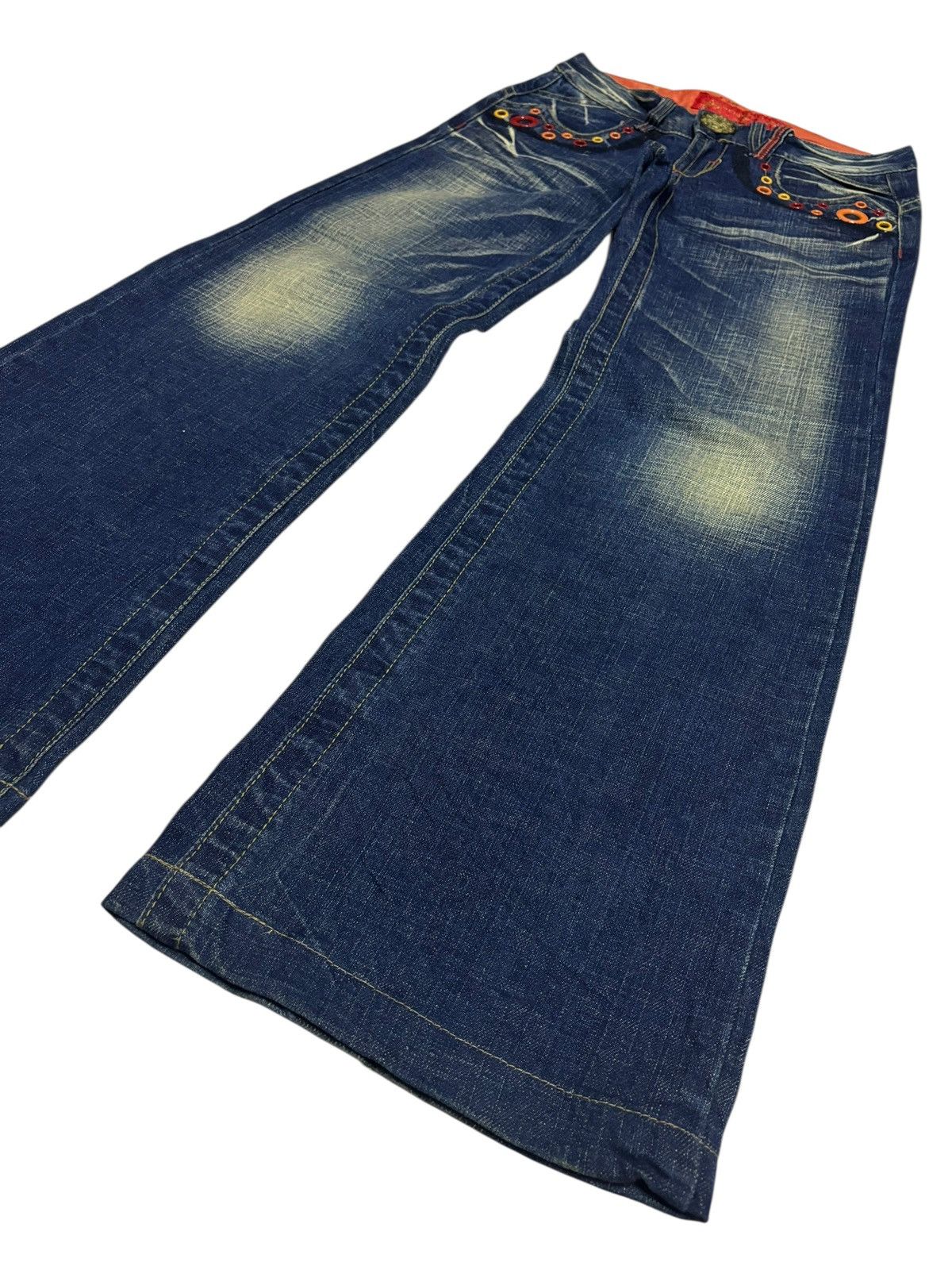 If Six Was Nine Vtg Red Pepper Japan Flared Jeans Size US 29 - 3 Thumbnail