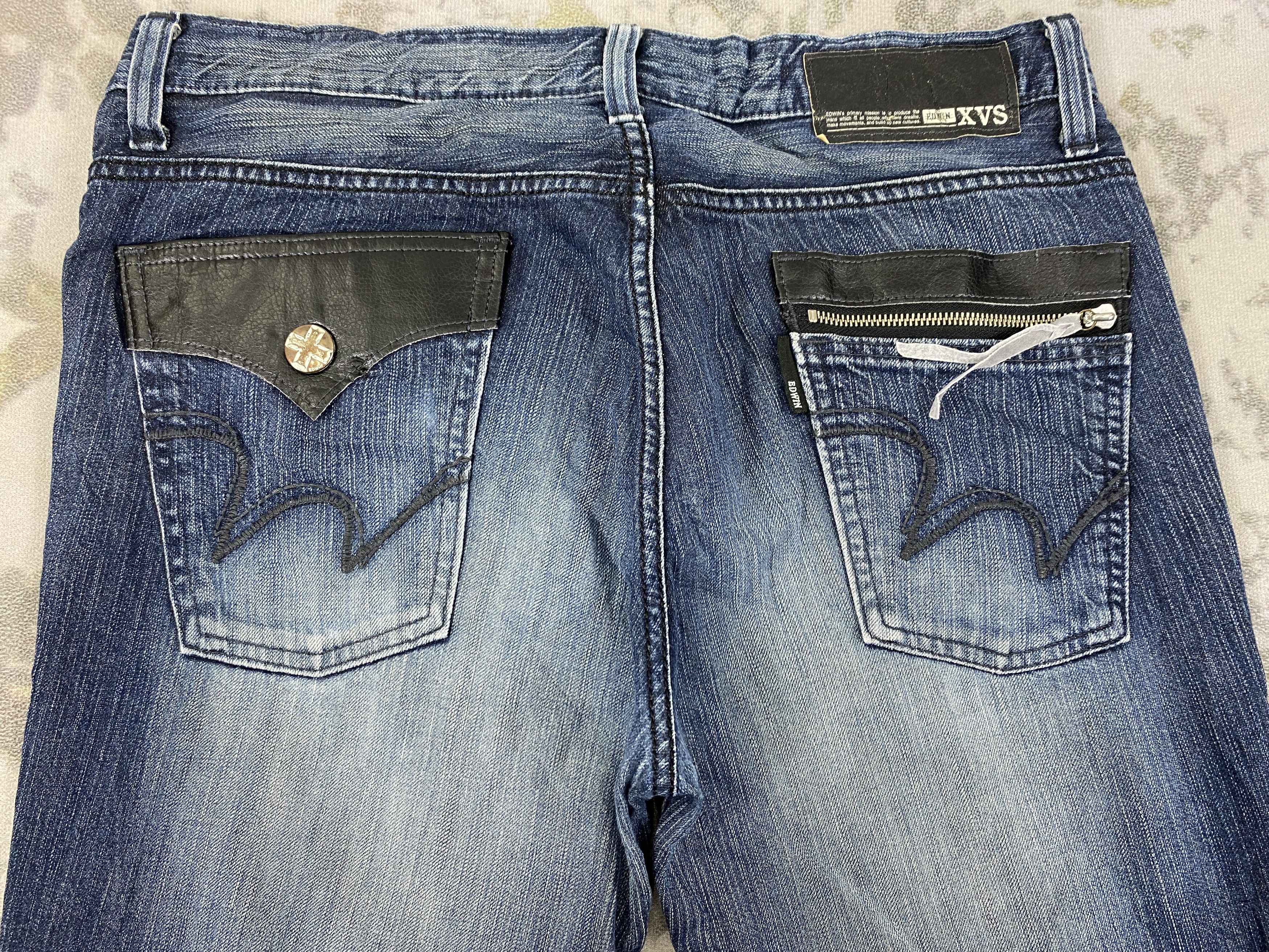 Japanese Brand Distressed Blue Vintage Edwin XVS Jeans 37x30 Denim- JN3843 Size US 37 - 4 Thumbnail
