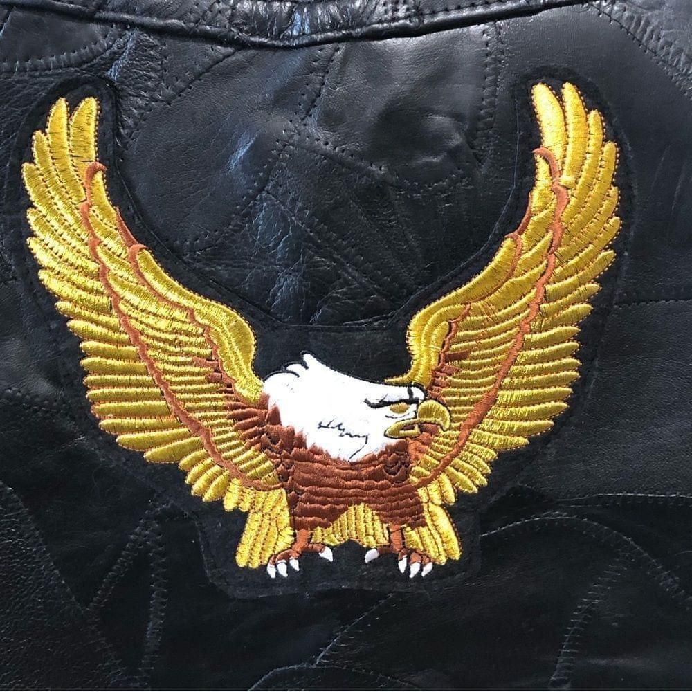 Other NWOT genuine Buffalo leather eagle patch biker black vest L Size US L / EU 52-54 / 3 - 6 Thumbnail