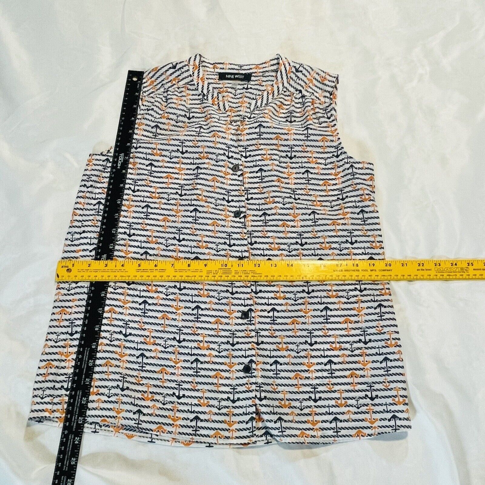 Nine West Nine West Womens 4 Blouse Tank Navy White Orange Anchors Lig Size S / US 4 / IT 40 - 11 Thumbnail