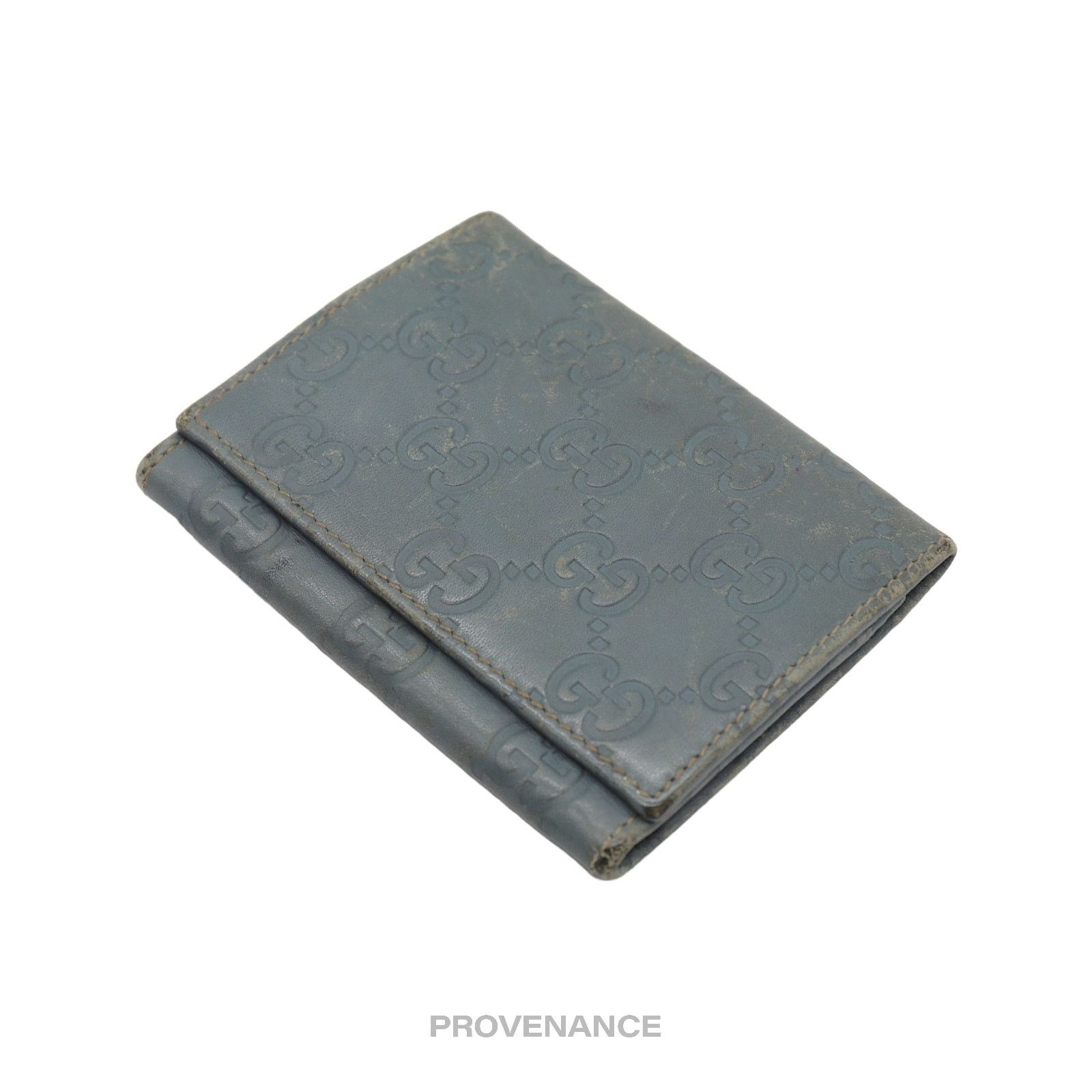 Gucci 🔴 Gucci Card Holder Wallet - Powder Blue Guccissima Leather Size ONE SIZE - 4 Thumbnail