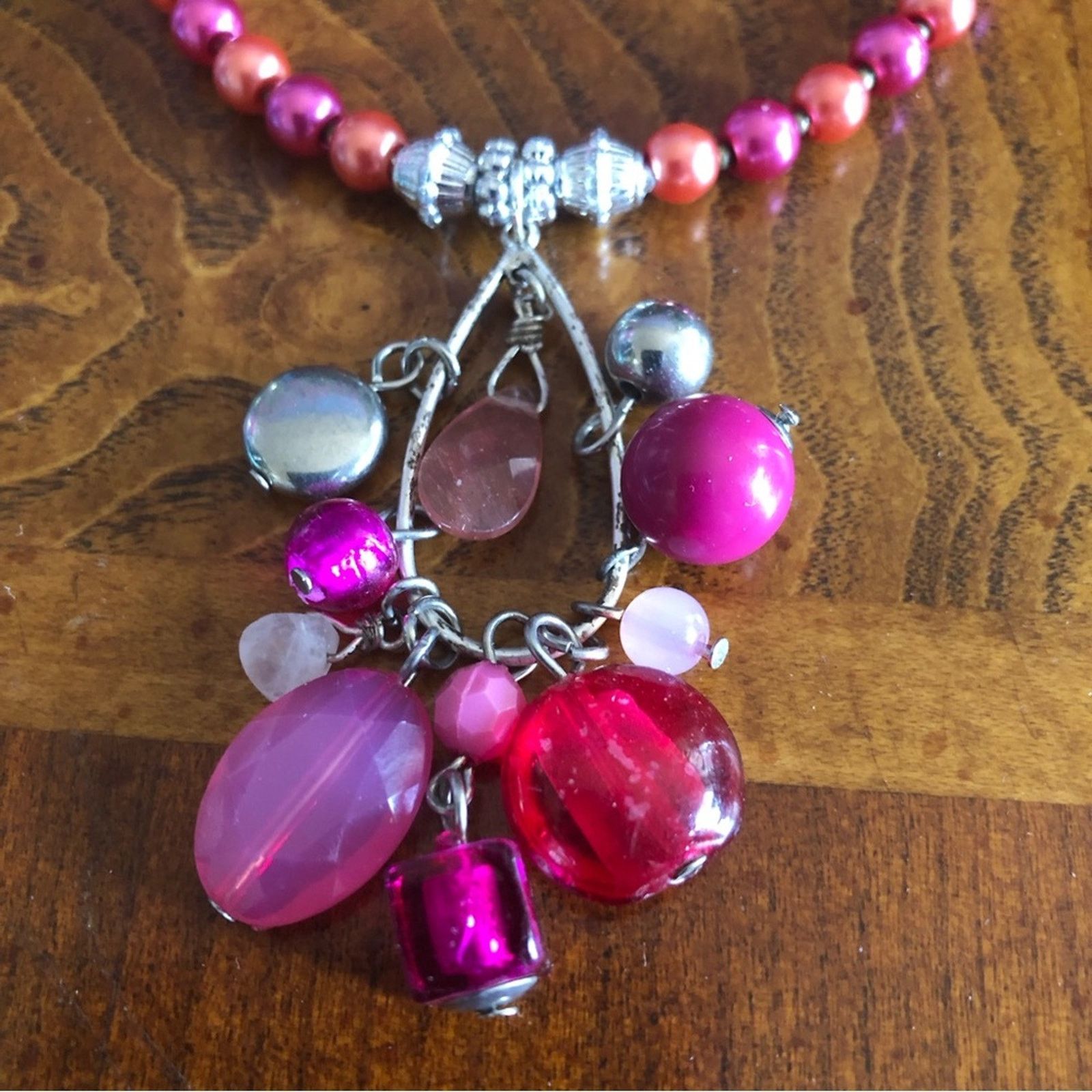 Handmade Handcrafted repurpose colorful beaded cluster Pearl necklace Size ONE SIZE - 8 Thumbnail