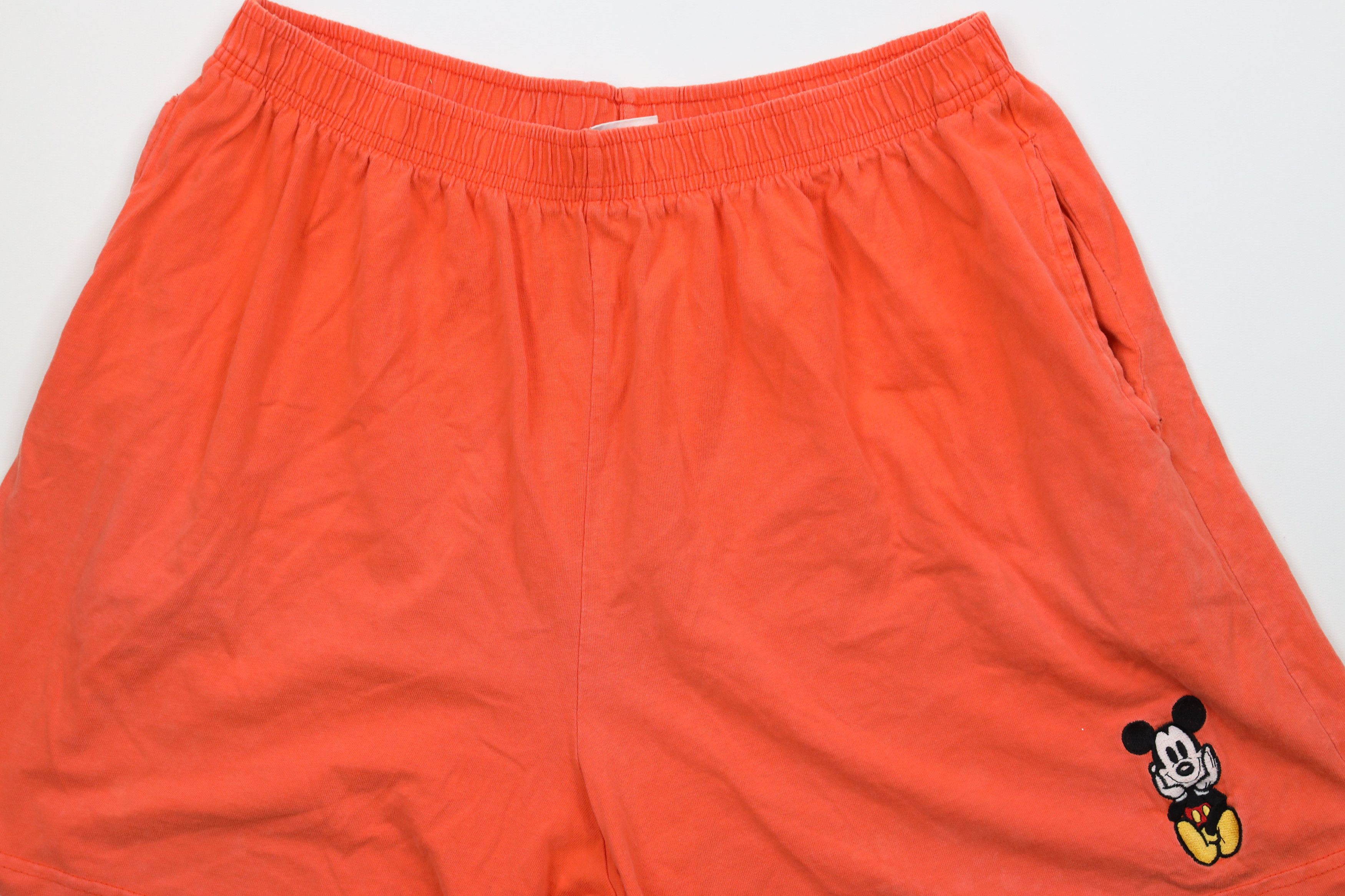 Disney × Vintage Vintage 90s Disney Mickey Mouse Shorts Orange Cotton USA Size 32" / US 10 / IT 46 - 3 Thumbnail
