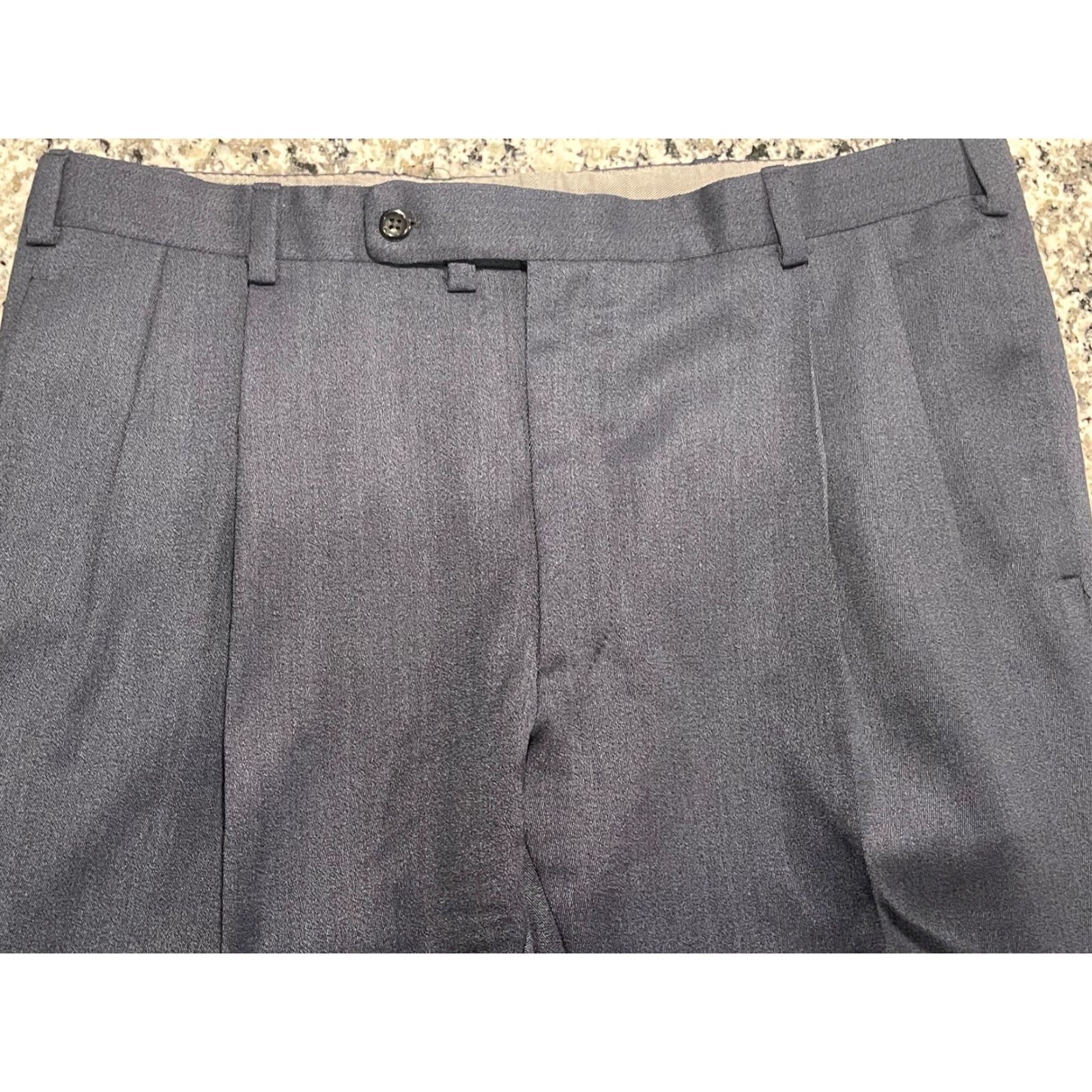 Vintage Oxxford Clothes Dress Pants Man Gray Dress Pants 38x26 Grayish Blue Solid Mens Pants 38 26 Inseam Regular Style: Dress Pants Size US 38 / EU 54 - 2 Thumbnail