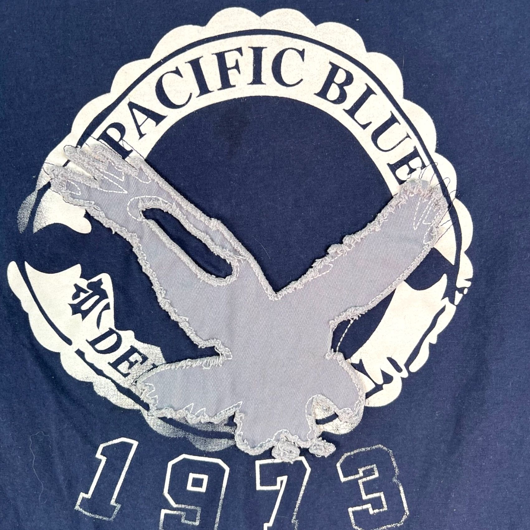Vintage Pacific Blue T-Shirt Adult Large Embroidered Blue Shirt Mens graphic 1973 nature 90s? Size US L / EU 52-54 / 3 - 2 Thumbnail