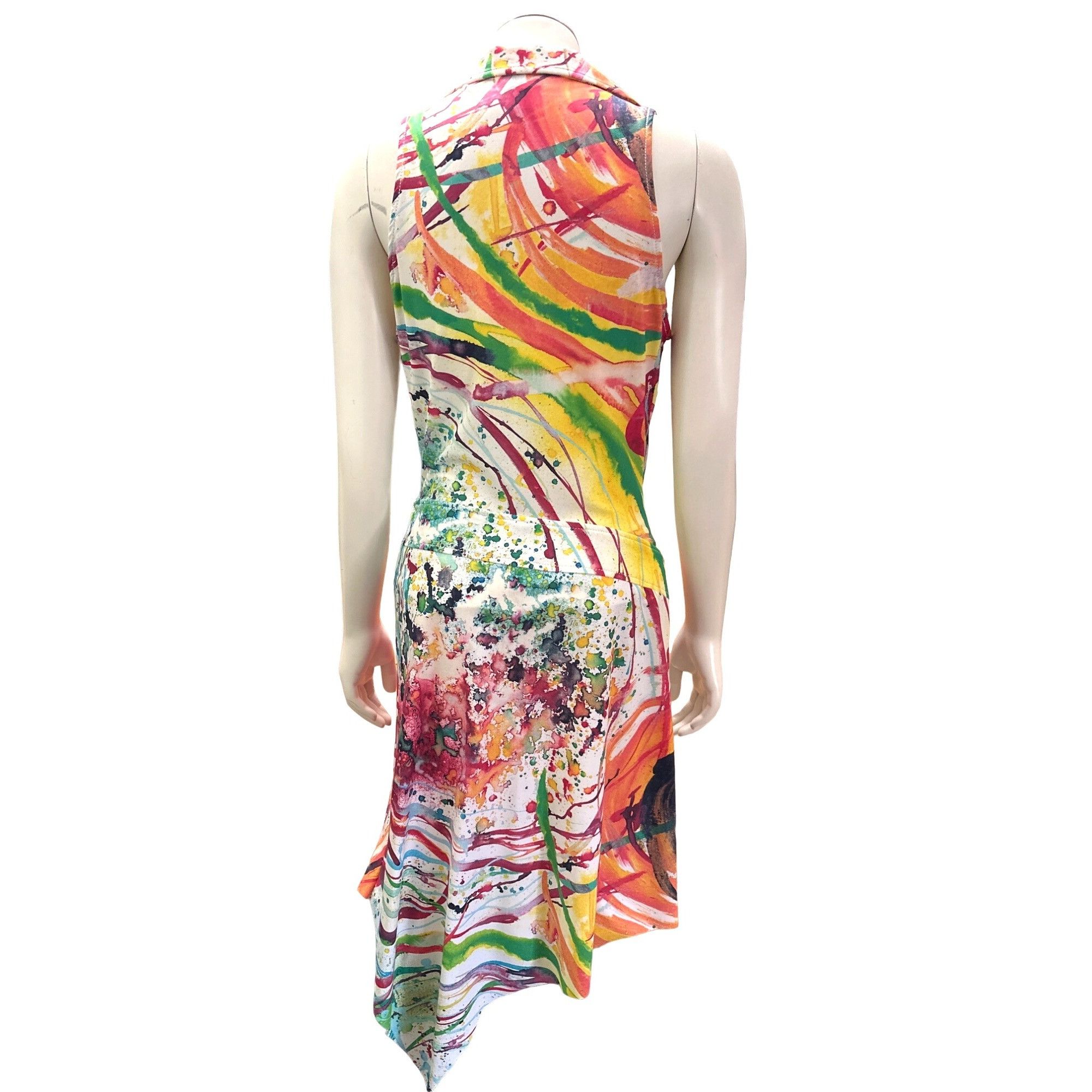 Other Albert Makali Multicolor Tie Dye Dacron Asymmetrical Hem Sle Size M / US 6-8 / IT 42-44 - 4 Thumbnail