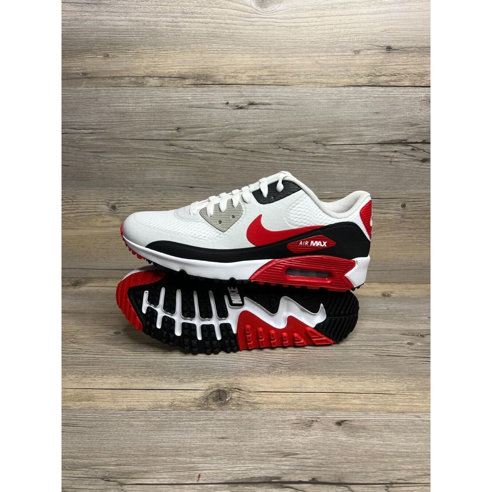 image of Nike Air Max 90 Golf Mens Size 9 White Black Photon Dust Shoes