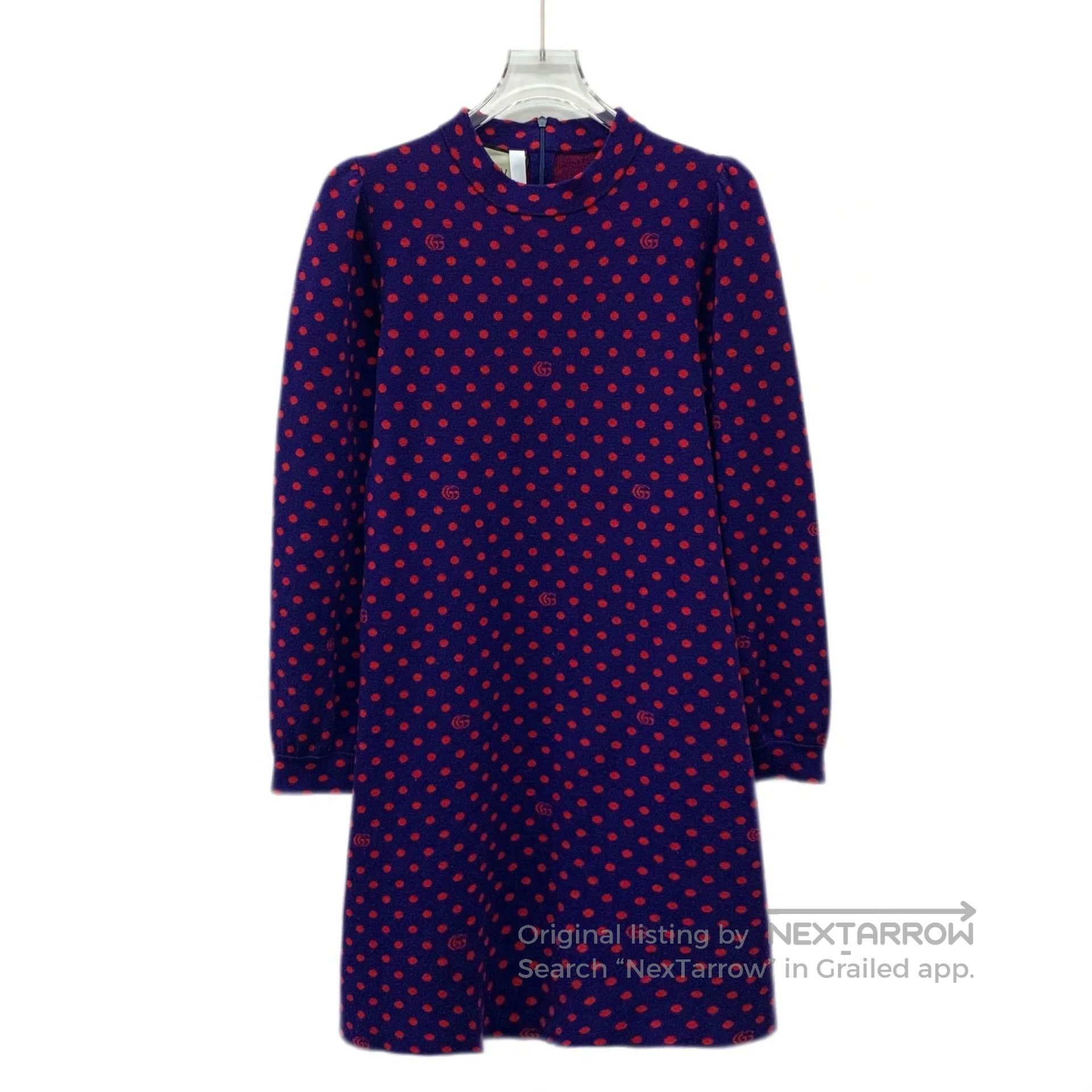 Gucci Gucci Purple Polka Dot Wool Dress. Size S / US 4 / IT 40 - 1 Thumbnail