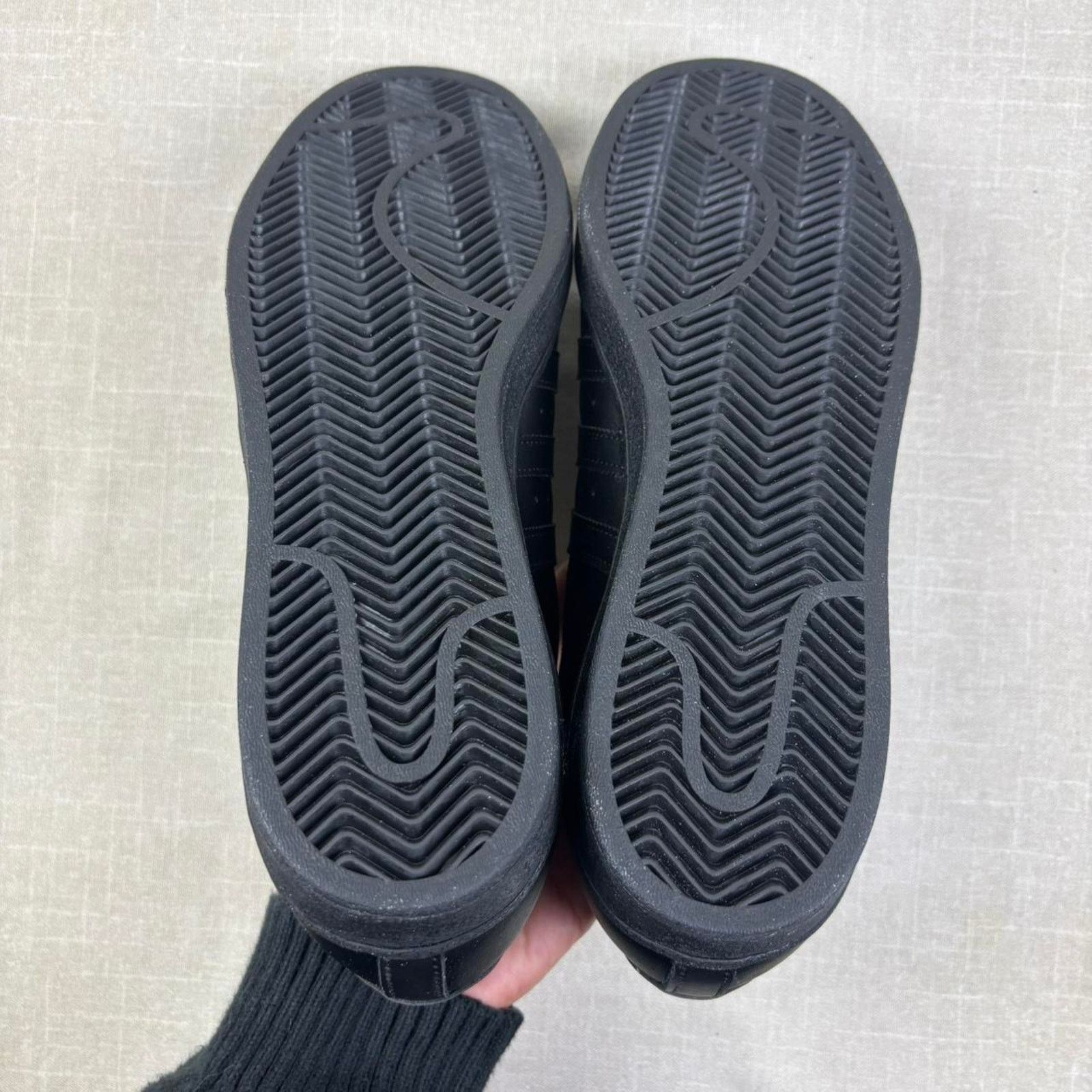 Adidas ♣️ Adidas Superstar “Triple Black” 12M Size US 12 / EU 45 - 5 Thumbnail