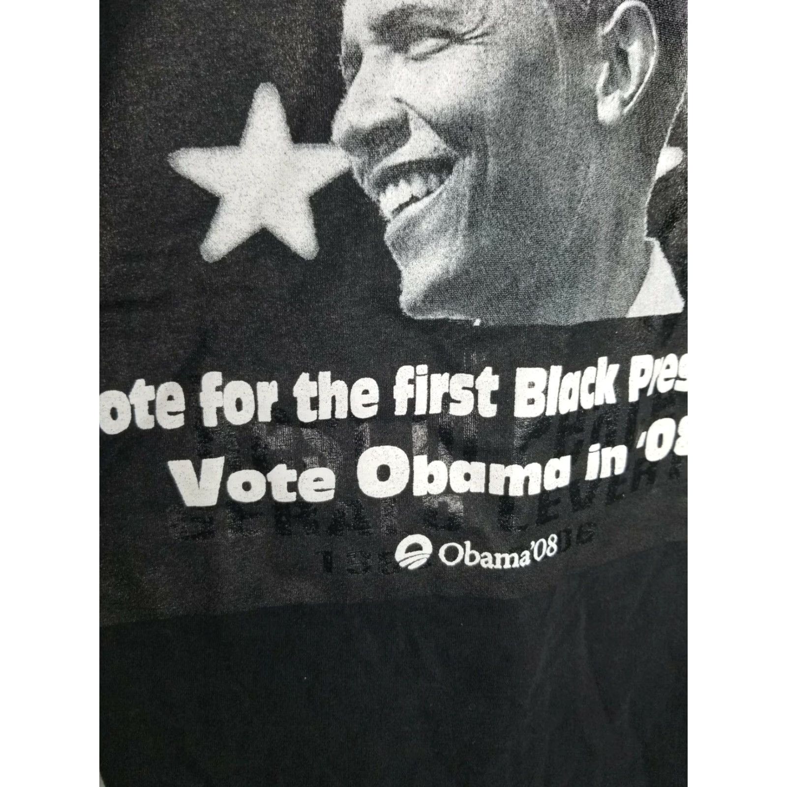 AAA VINTAGE Barack Obama T Shirt President Big Face Rap Tee Vtg ‘08 2XL Black Crew Neck Short Sleeve Graphic Tee Men Fans 2000s Y2K Distressed SS Size US XXL / EU 58 / 5 - 3 Thumbnail