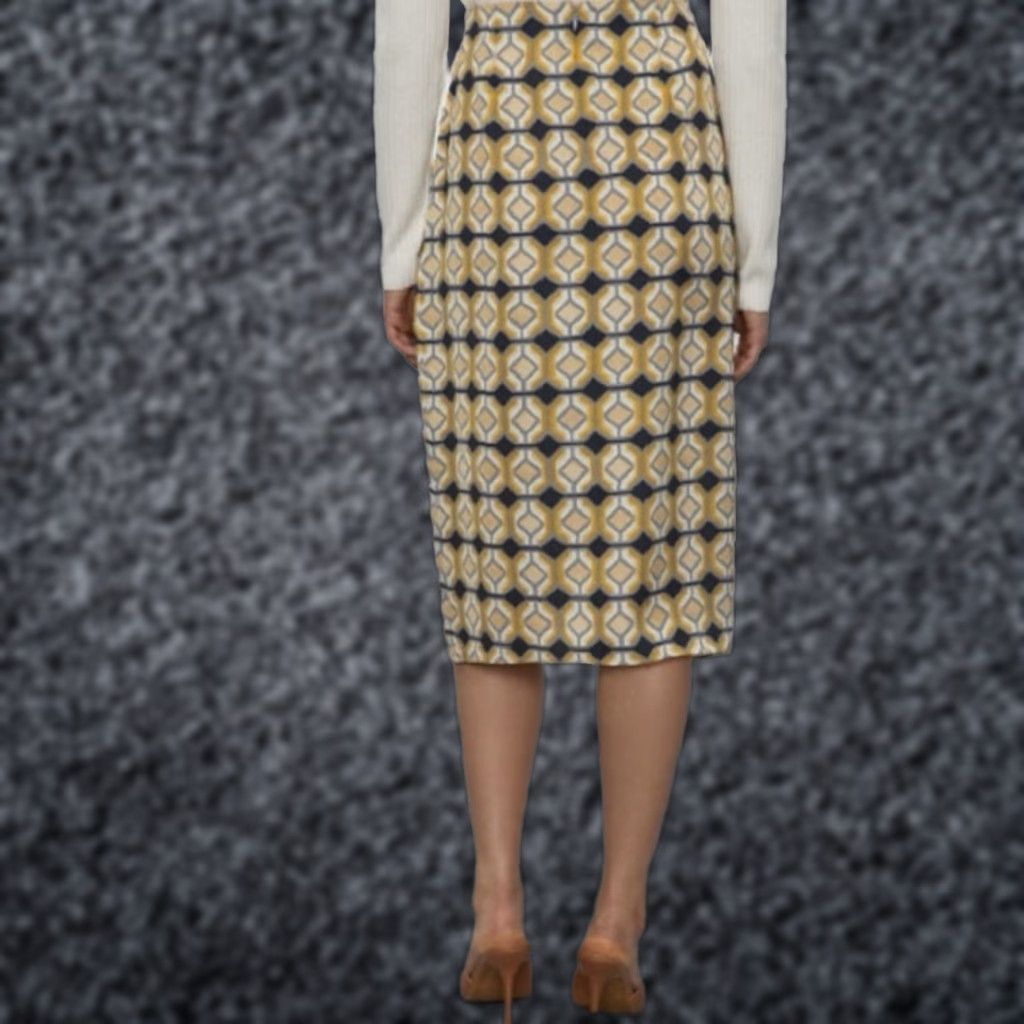 Aritzia Aritzia Babaton Bello Sarong Style Midi Skirt Mustard/Pure Indigo Size 4) Size 27" / US 4 / IT 40 - 1 Thumbnail