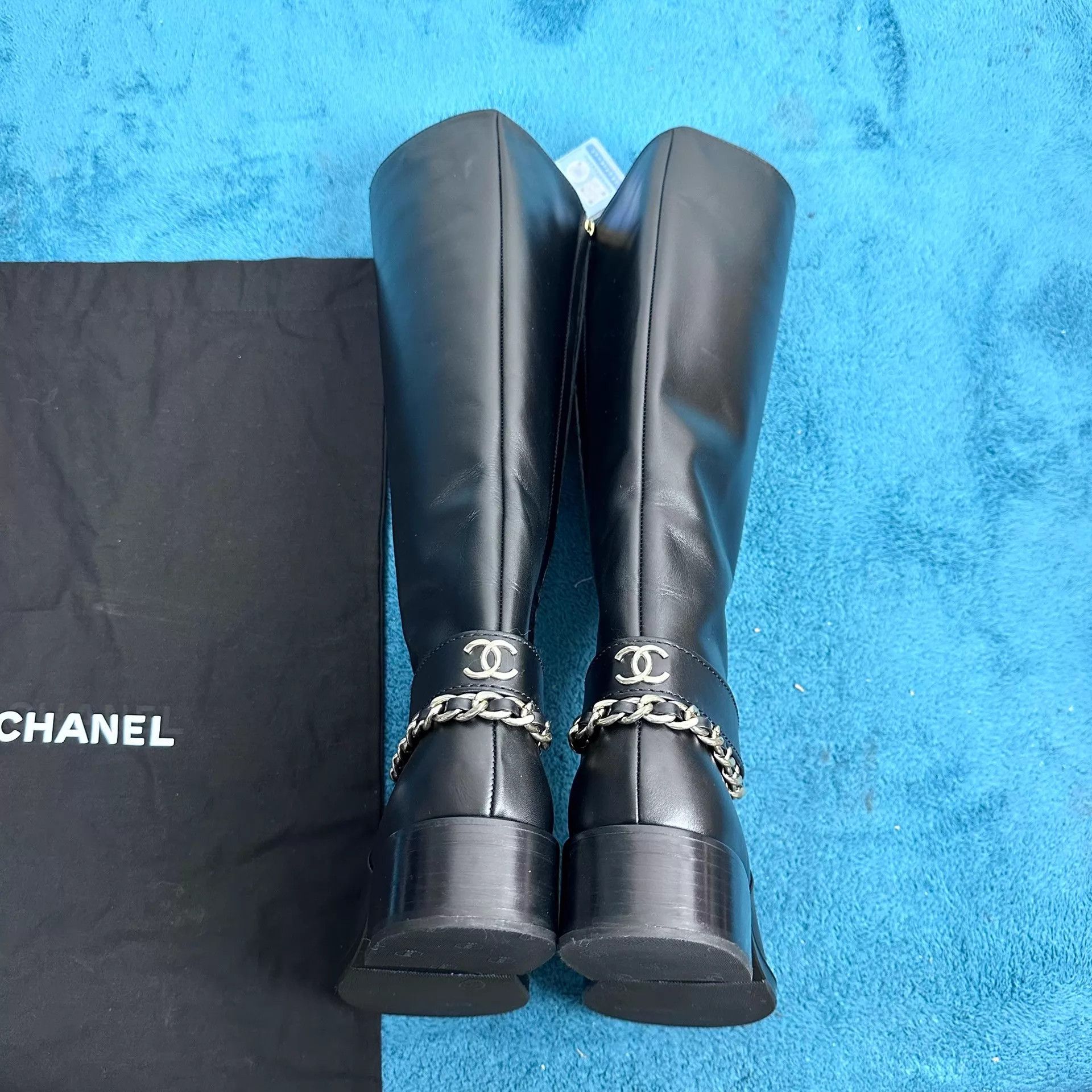 Chanel Chanel 22A Zipper Round Toe Tall Black Boots 38 Size US 7.5 / IT 37.5 - 4 Thumbnail