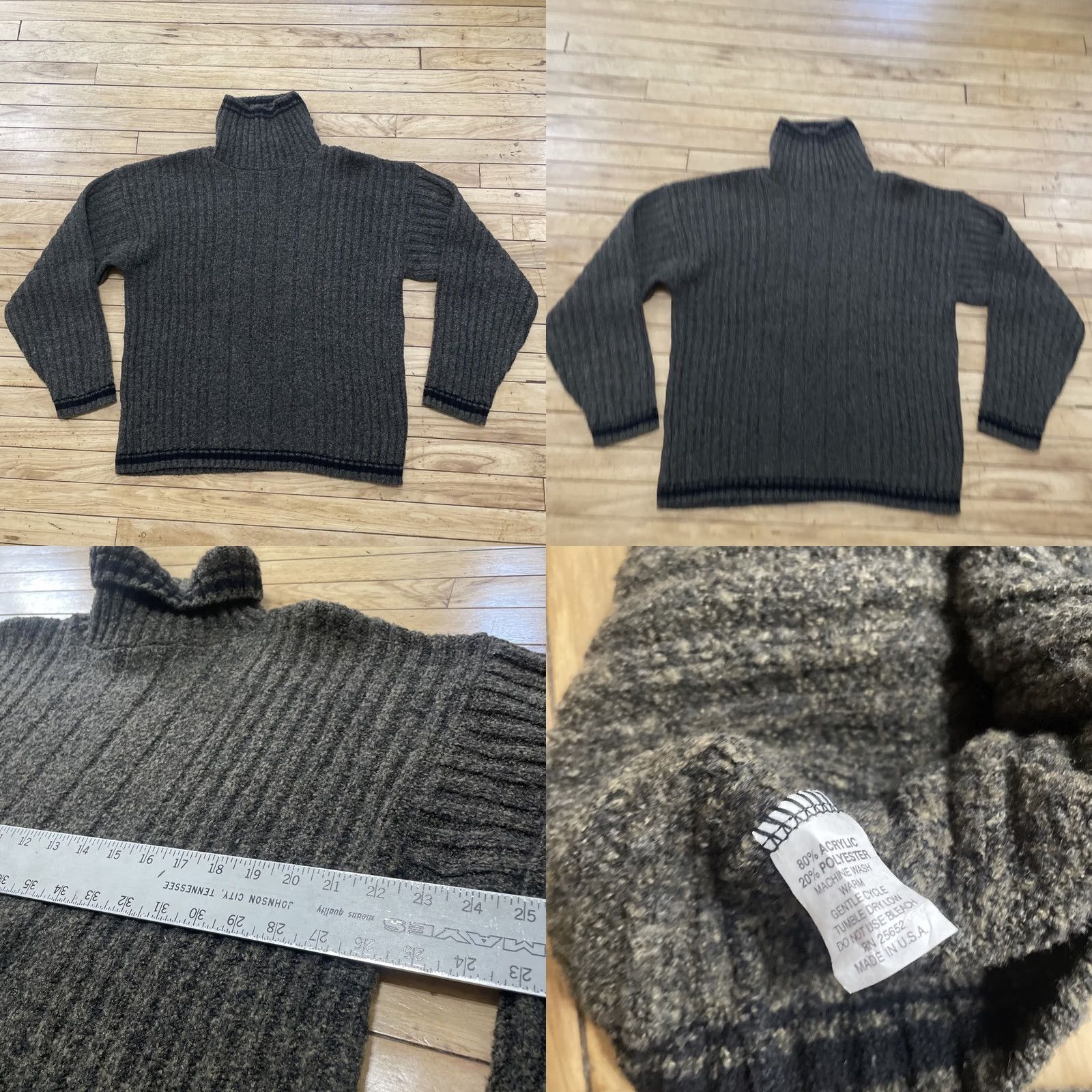 Vintage TAG SPORT vtg 90s Chunky Turtleneck Sweater Brown Black Green Minimal Made USA Sweater Mens L Size US L / EU 52-54 / 3 - 10 Thumbnail