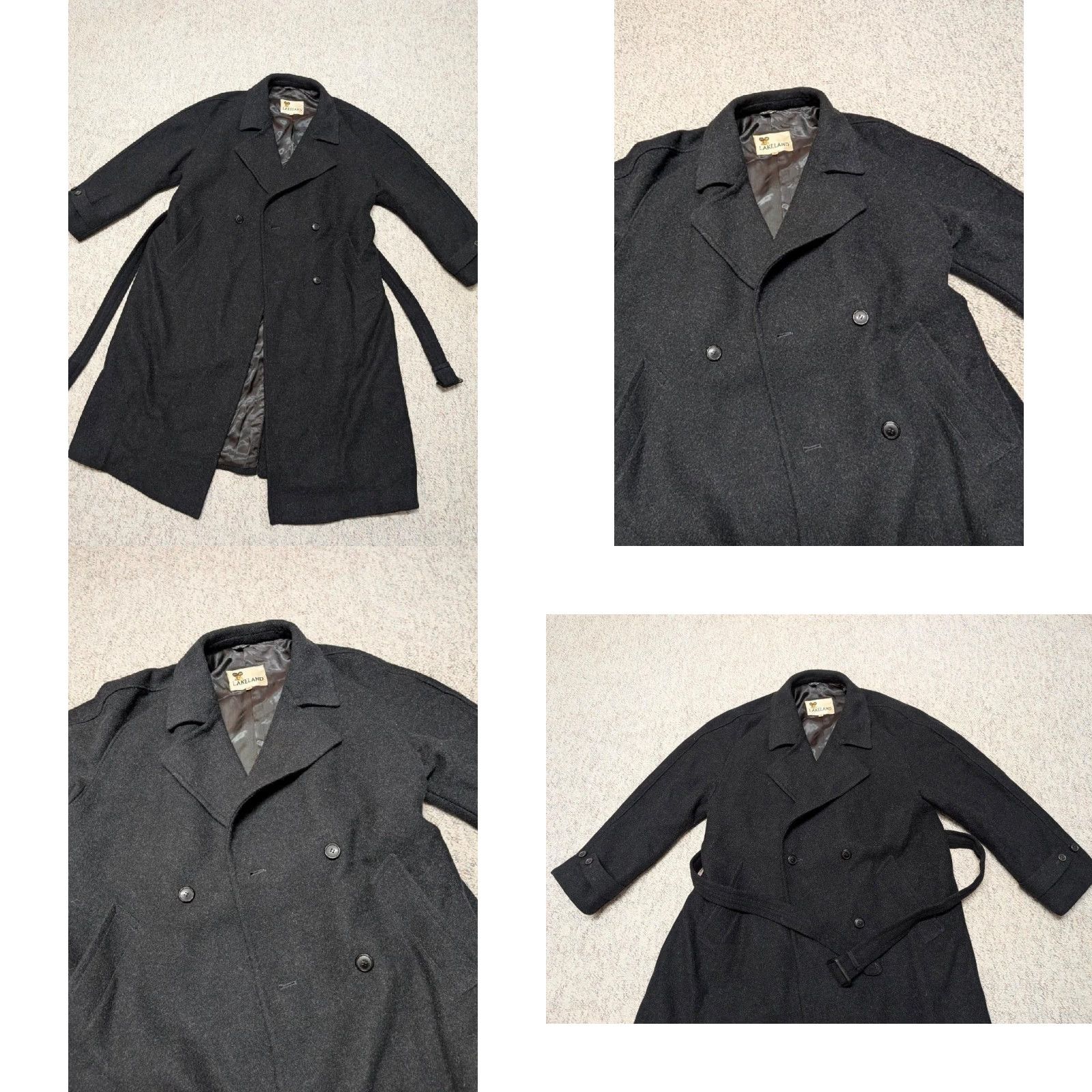 Vintage VINTAGE Lakeland overcoat XL Belted Wool Black Coat Men 46 51" length 37" arms Trench Long Belted Size US XL / EU 56 / 4 - 8 Thumbnail