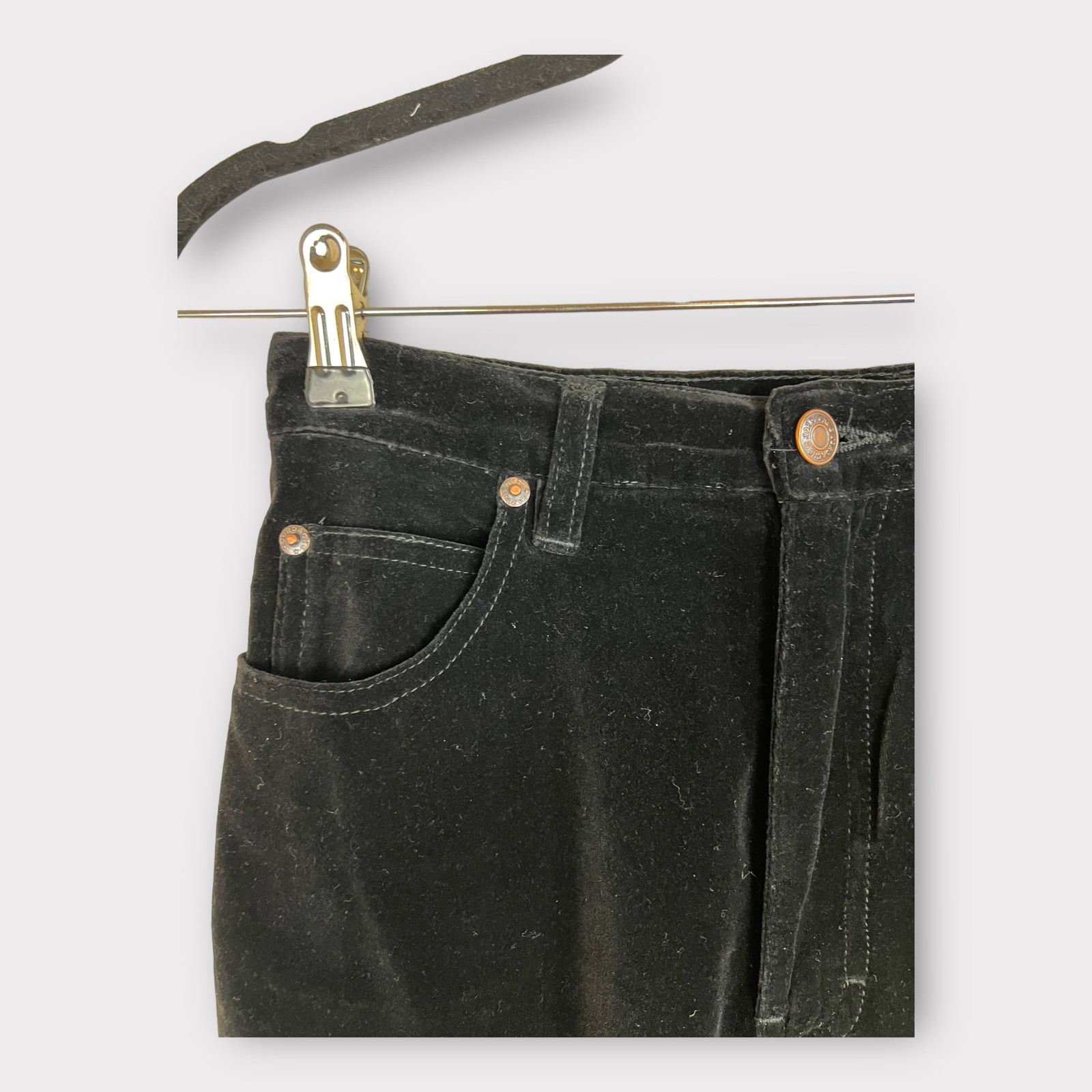 Jordache Jordache | 90s High Waist Straight Black Velvet Jeans Size 32" / US 10 / IT 46 - 6 Thumbnail