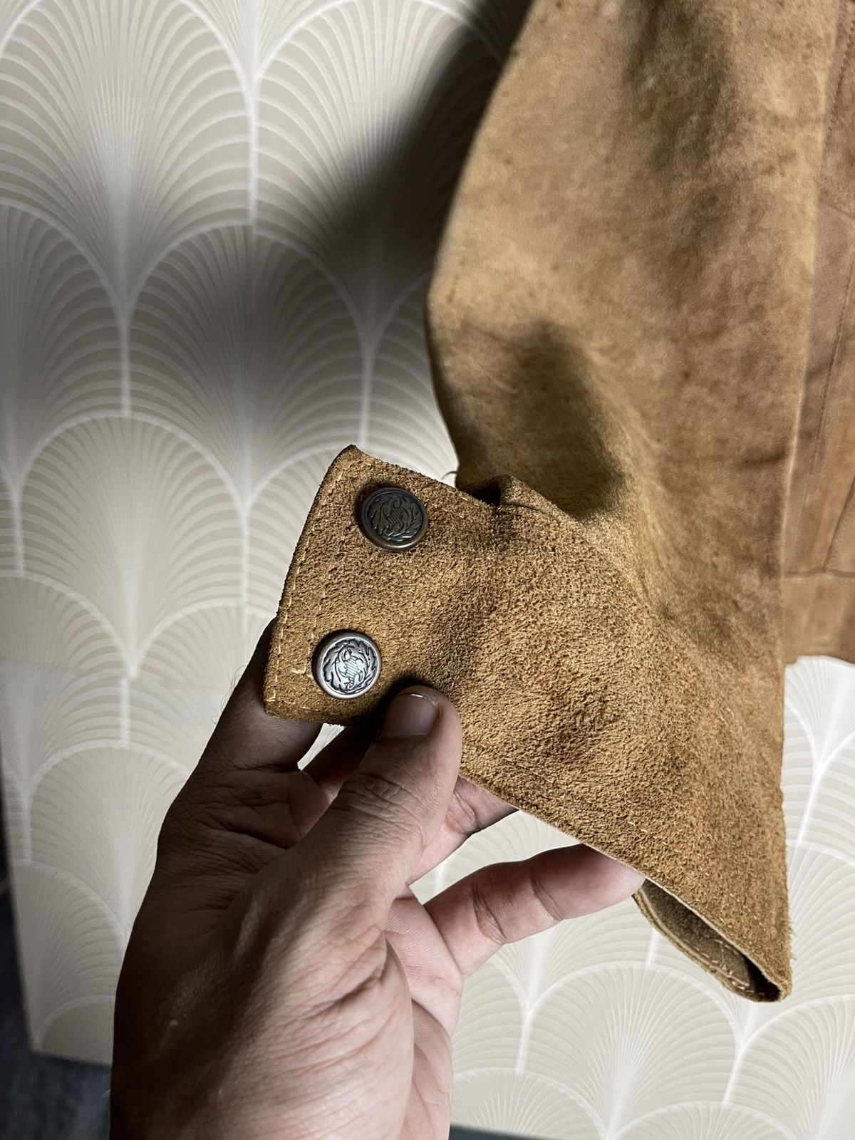 Genuine Leather × Homemade × Vintage 70s SUEDE RAWHIDE LEATHER BIKER JACKET Size US S / EU 44-46 / 1 - 7 Thumbnail