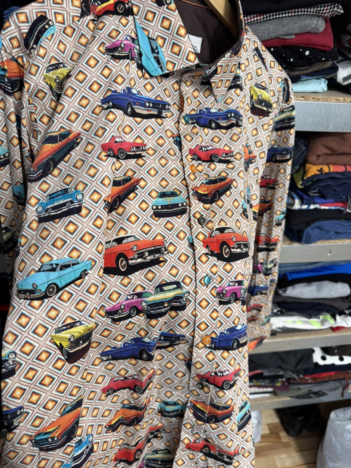 Vintage Mens Claudio Lugli Button Up Shirt Long Sleeve Car Print Size US XXL / EU 58 / 5 - 4 Thumbnail