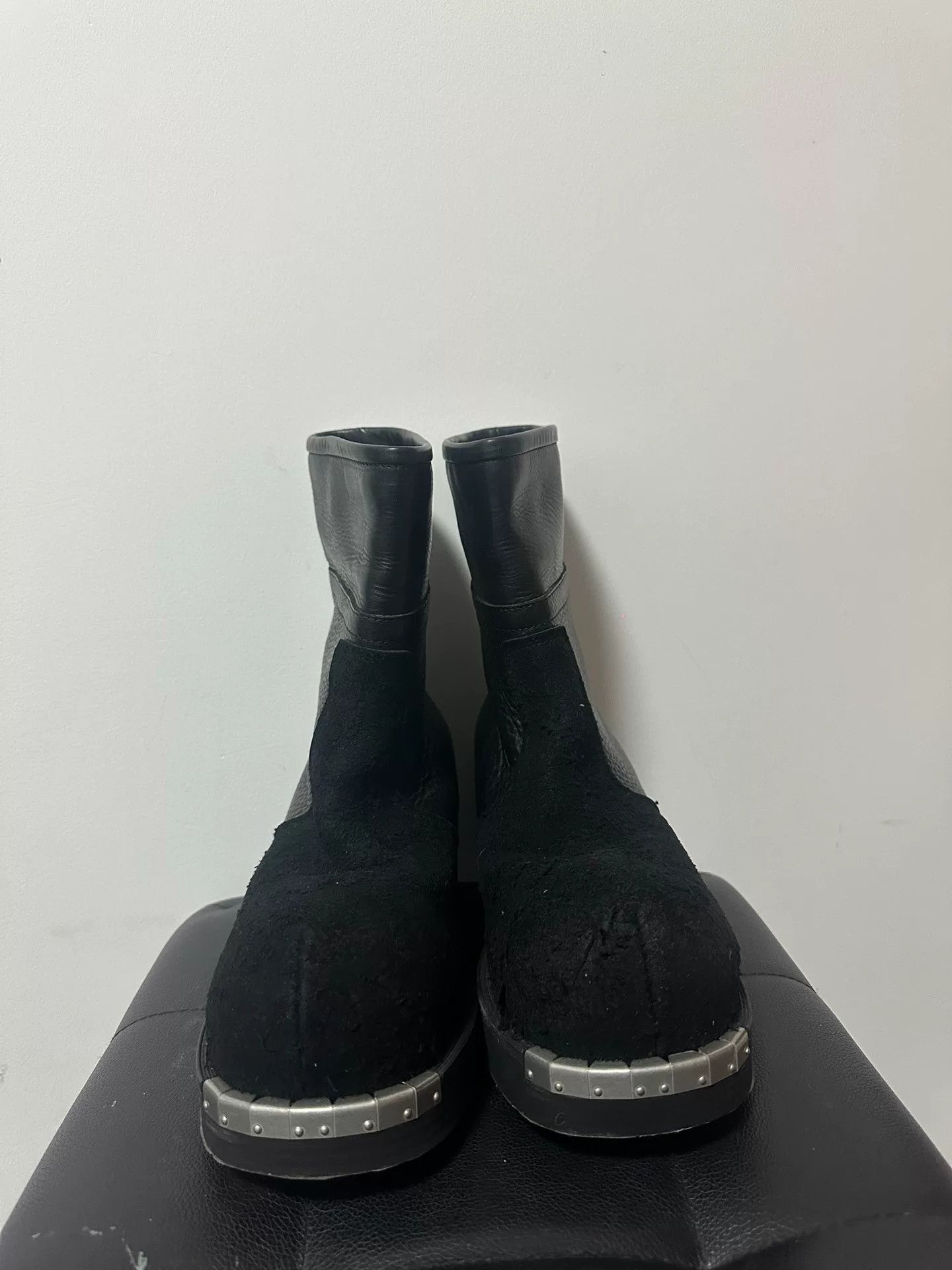 MM6 black metallic ankle boots by maison margiela Size US 10 / EU 43 - 1 Thumbnail