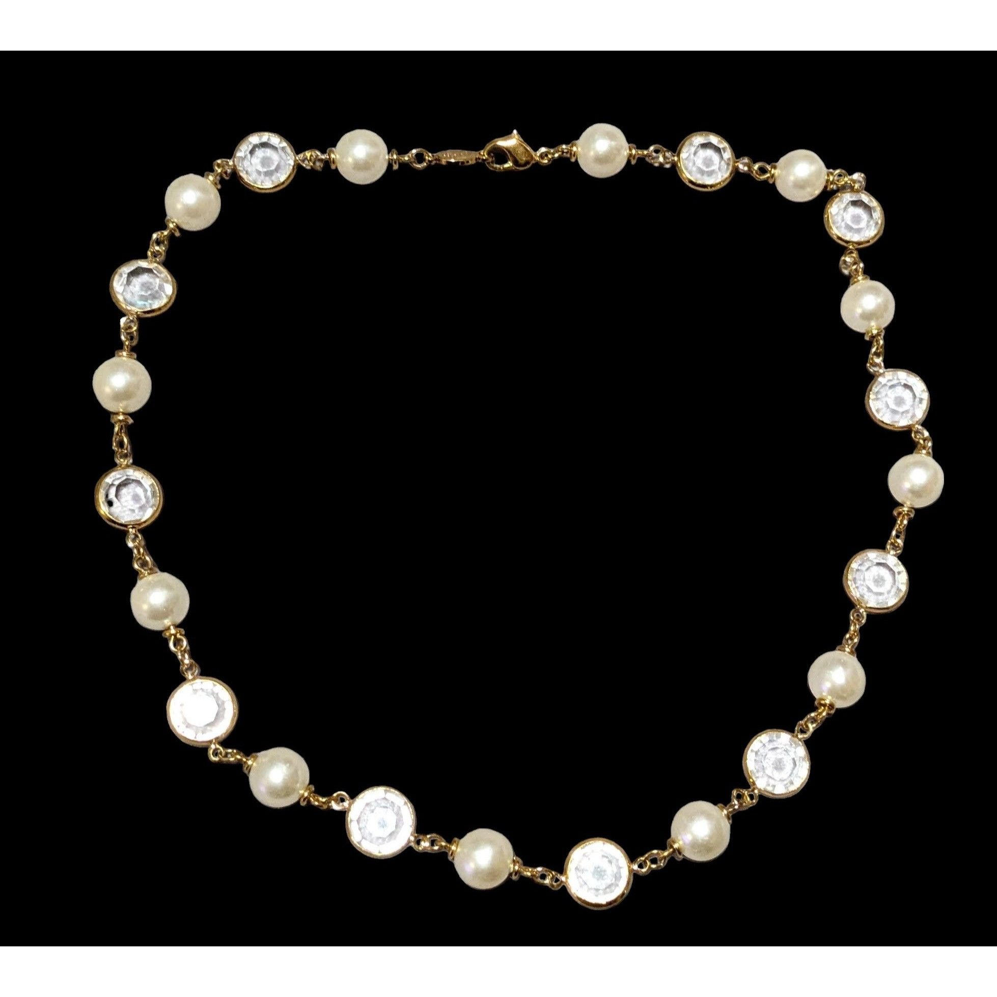Other Vintage Napier Faux Pearl Gemmed Gold Necklace Size ONE SIZE - 1 Thumbnail
