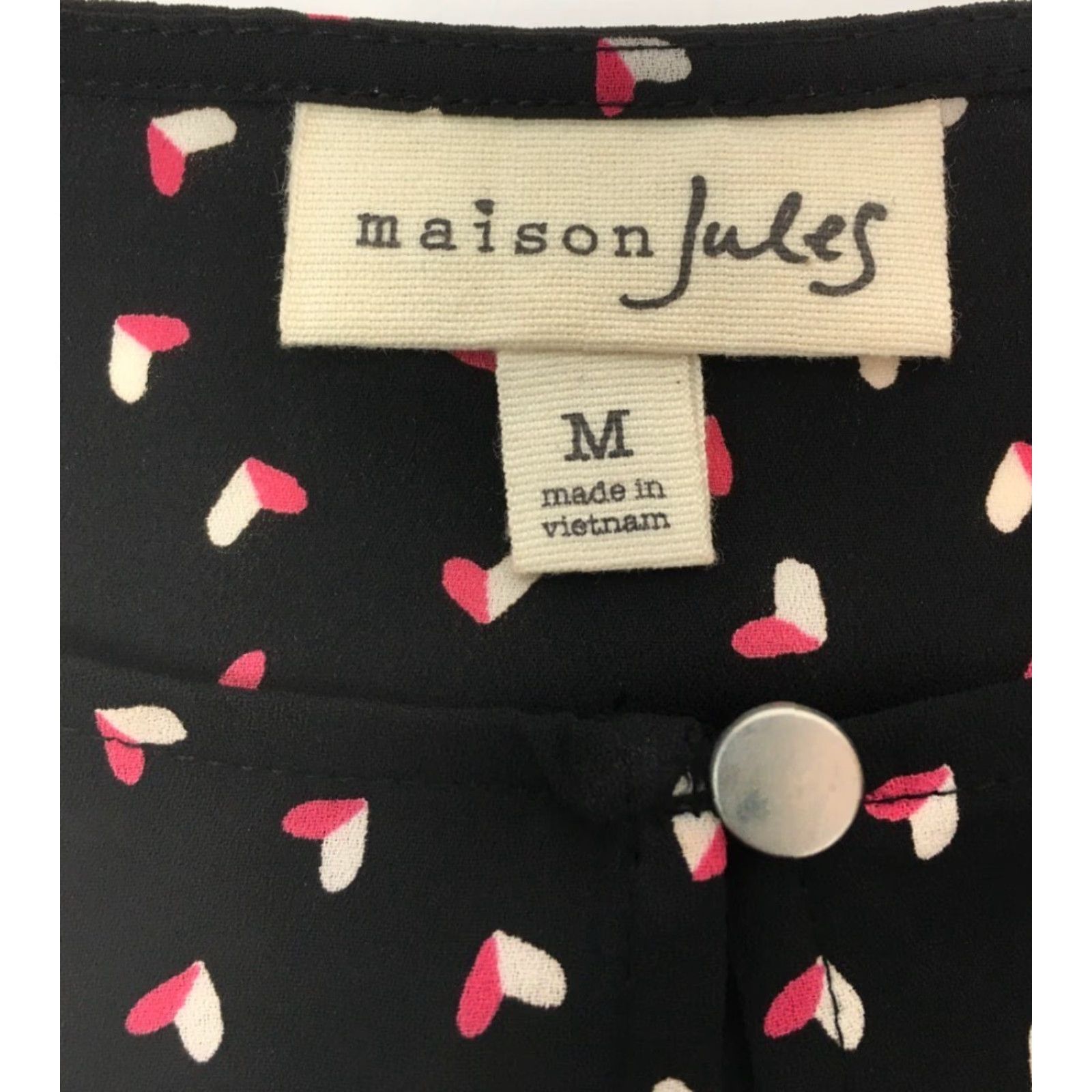 Pinko Maison Jules Blouse Women M Sleeveless Black Pink Hearts Keyhole Crew Neck Casual Shirt Size M / US 6-8 / IT 42-44 - 4 Thumbnail