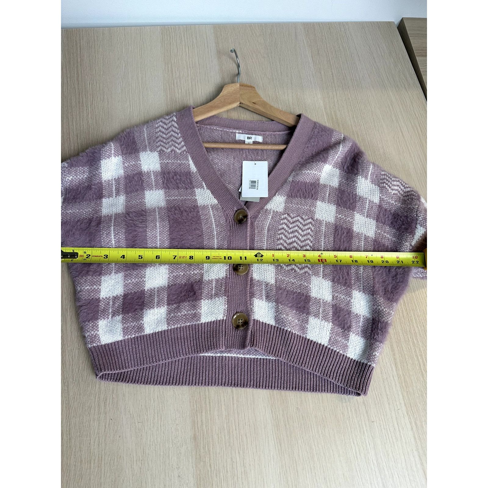 BP. BP Nordstrom Purple Checkered Cardigan - Size S - NEW Size S / US 4 / IT 40 - 3 Thumbnail