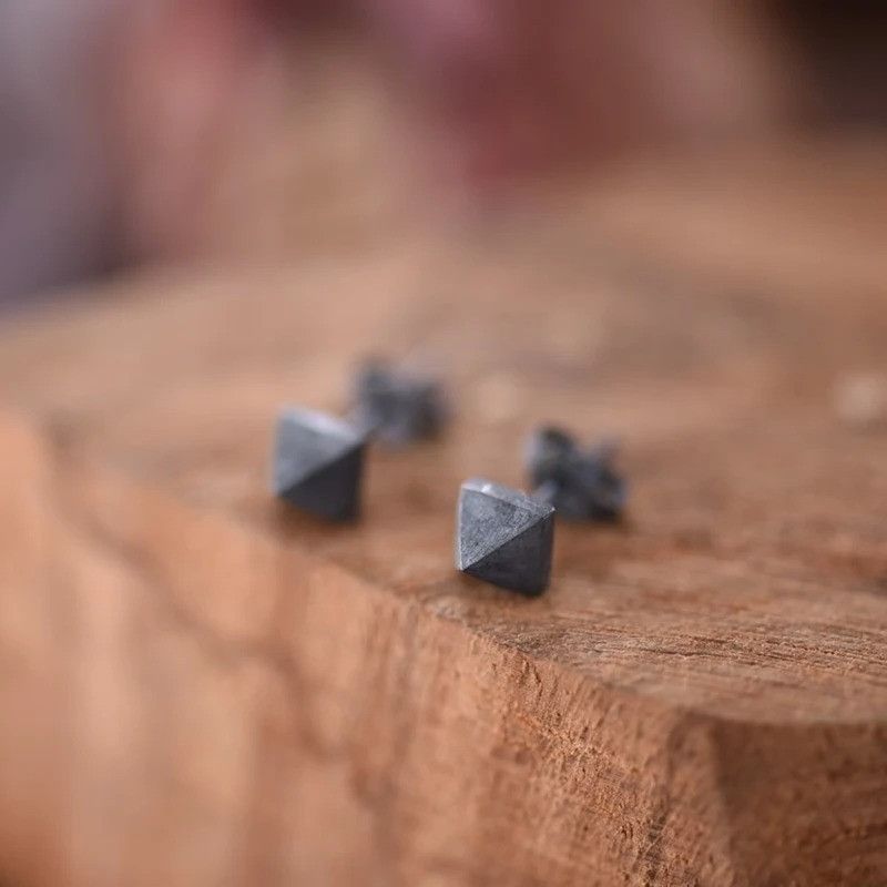 Jewelry Minimalist Pyramid Stud Earrings 925 Sterling Ear Charm Size ONE SIZE - 5 Thumbnail