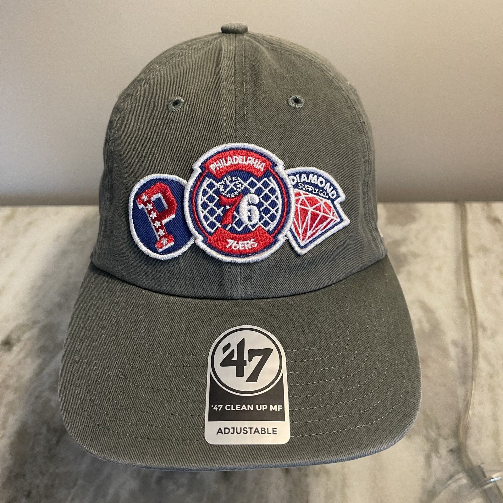 47 Brand Philadelphia 76ers Hat Cap Strap Back NBA Gray Diamond Patch Size ONE SIZE - 2 Thumbnail